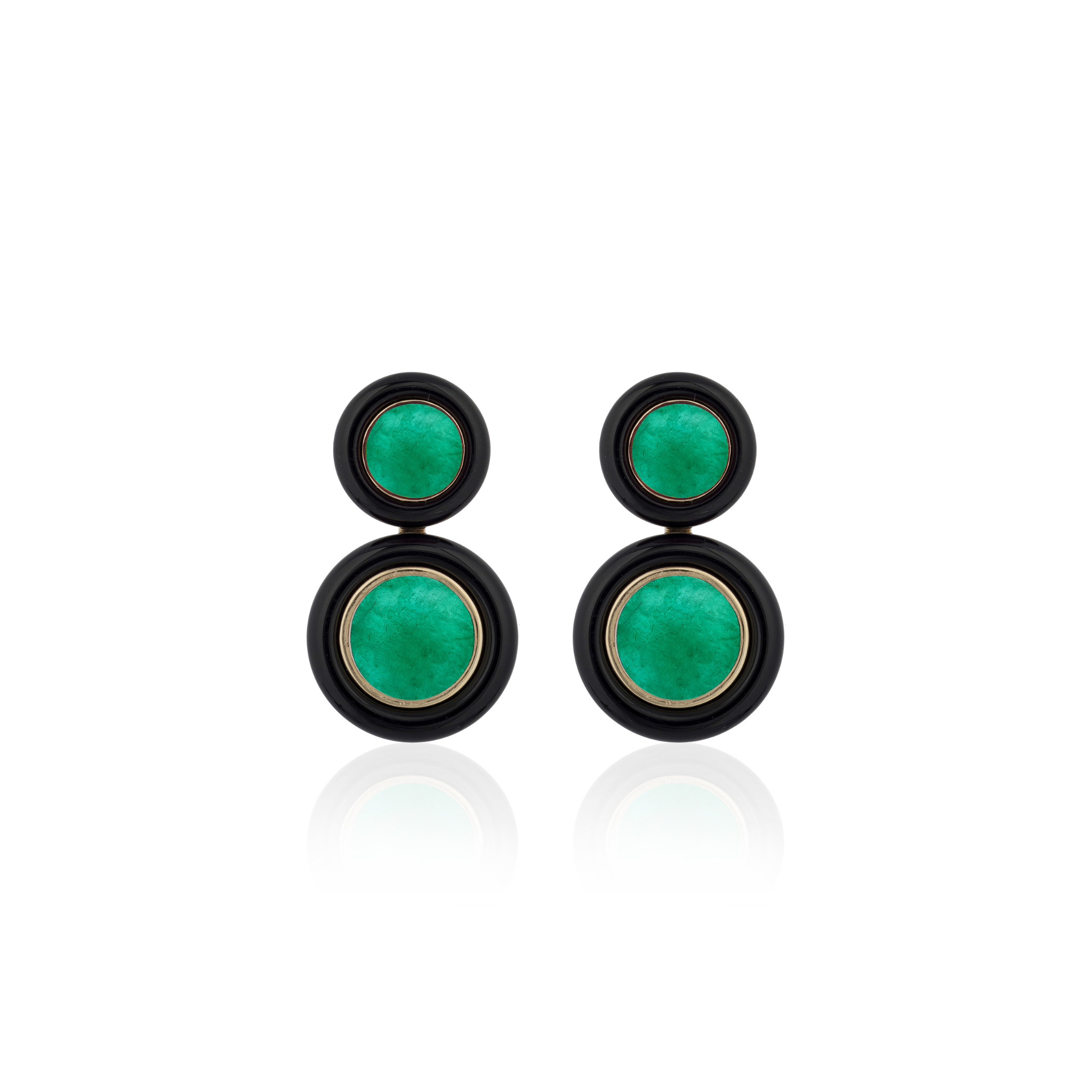 Goshwara Emerald & Onyx Inlay 18K Gold Drop Earrings