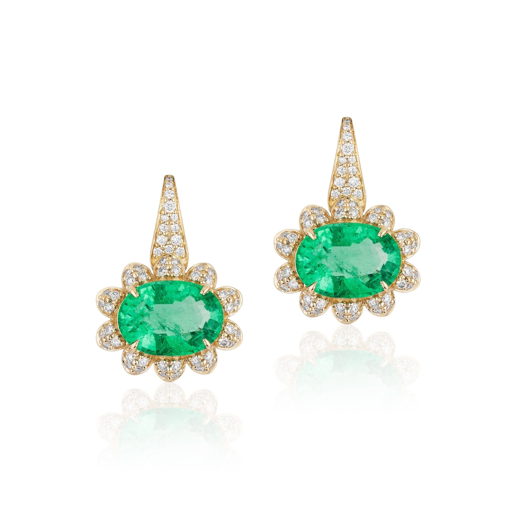 Goshwara Oval Emerald & Diamond 18K Gold Earrings