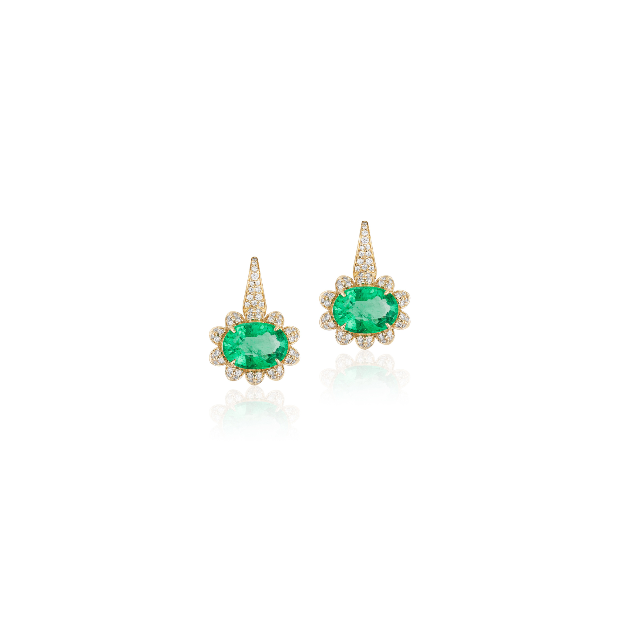 Goshwara Oval Cut Emerald & Diamond 18K Earrings