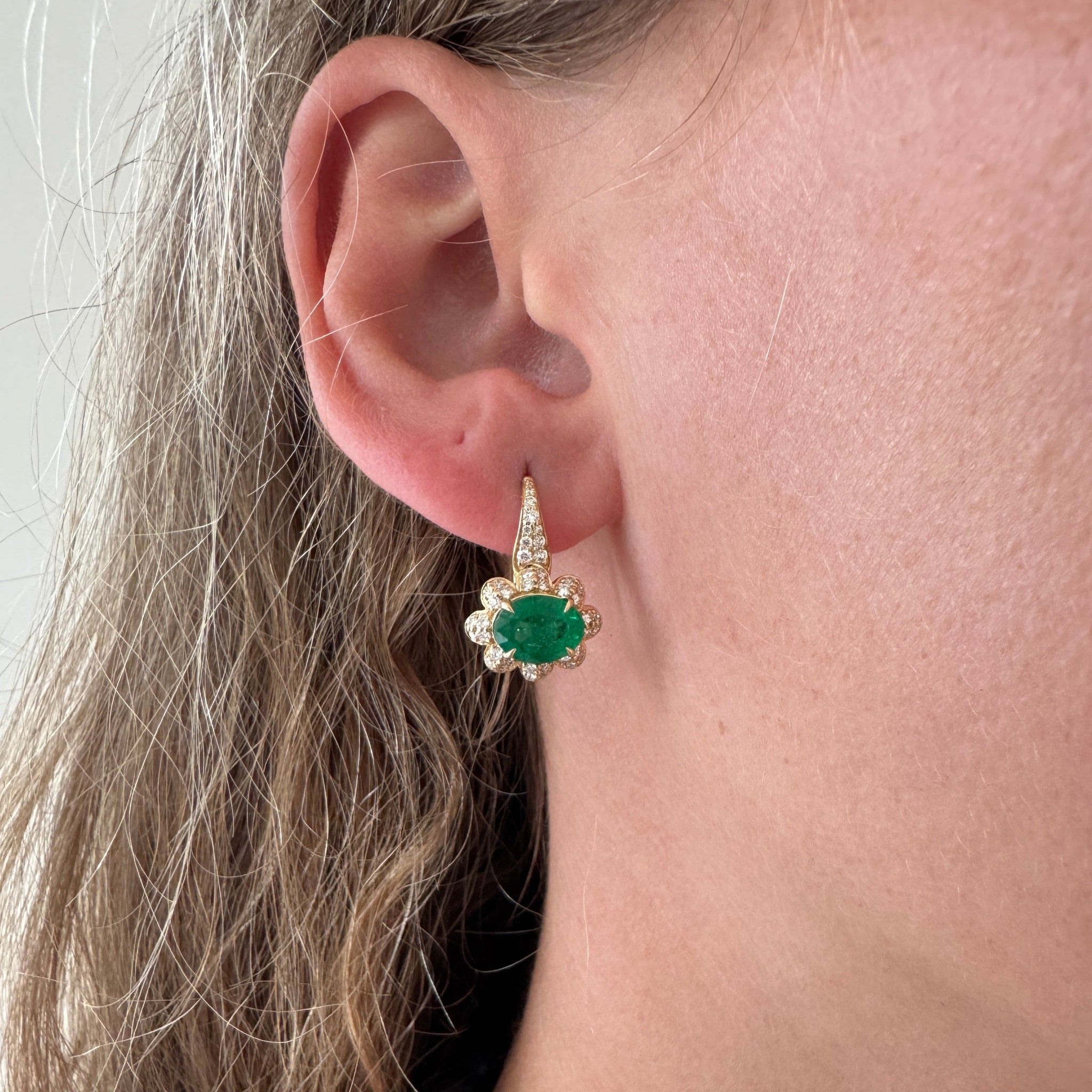 Goshwara Oval Cut Emerald & Diamond 18K Earrings