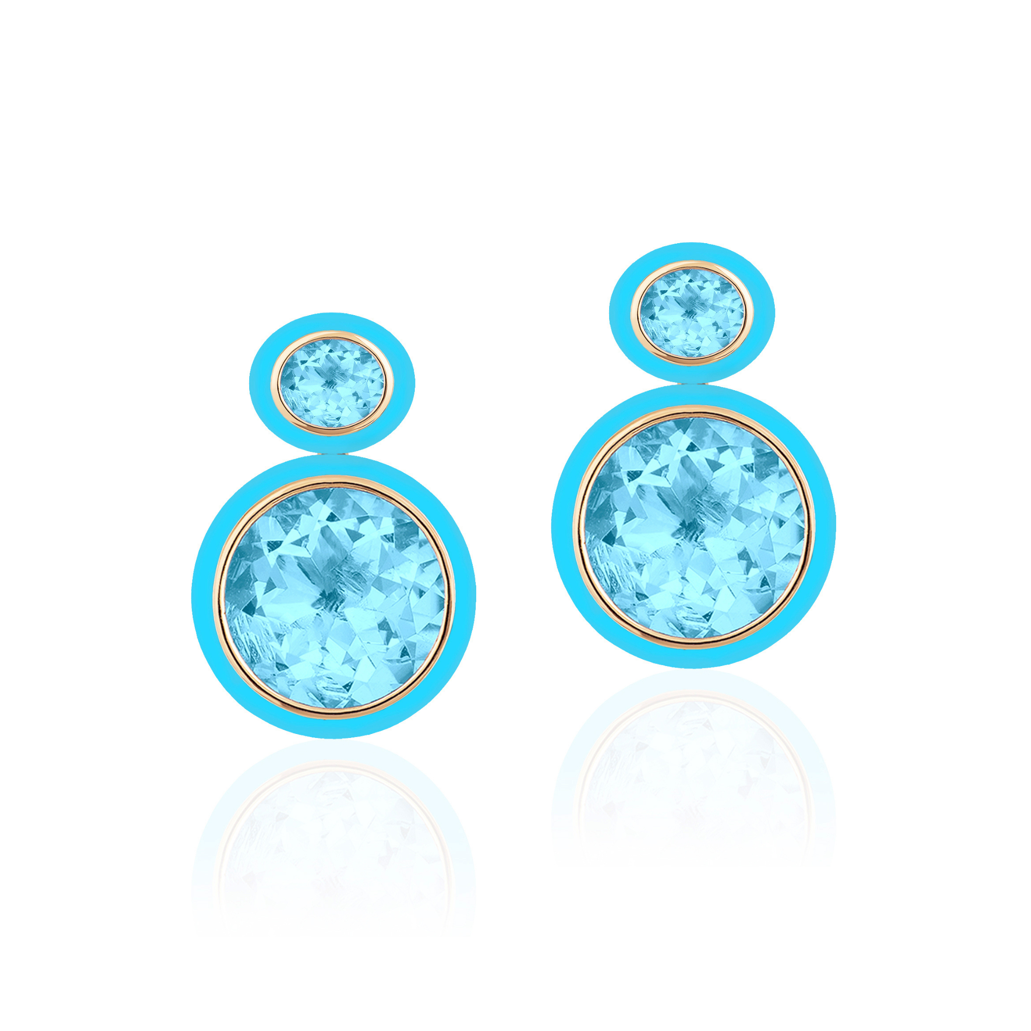 Goshwara Blue Topaz & Turquoise Inlay 18K Gold Drop Earrings