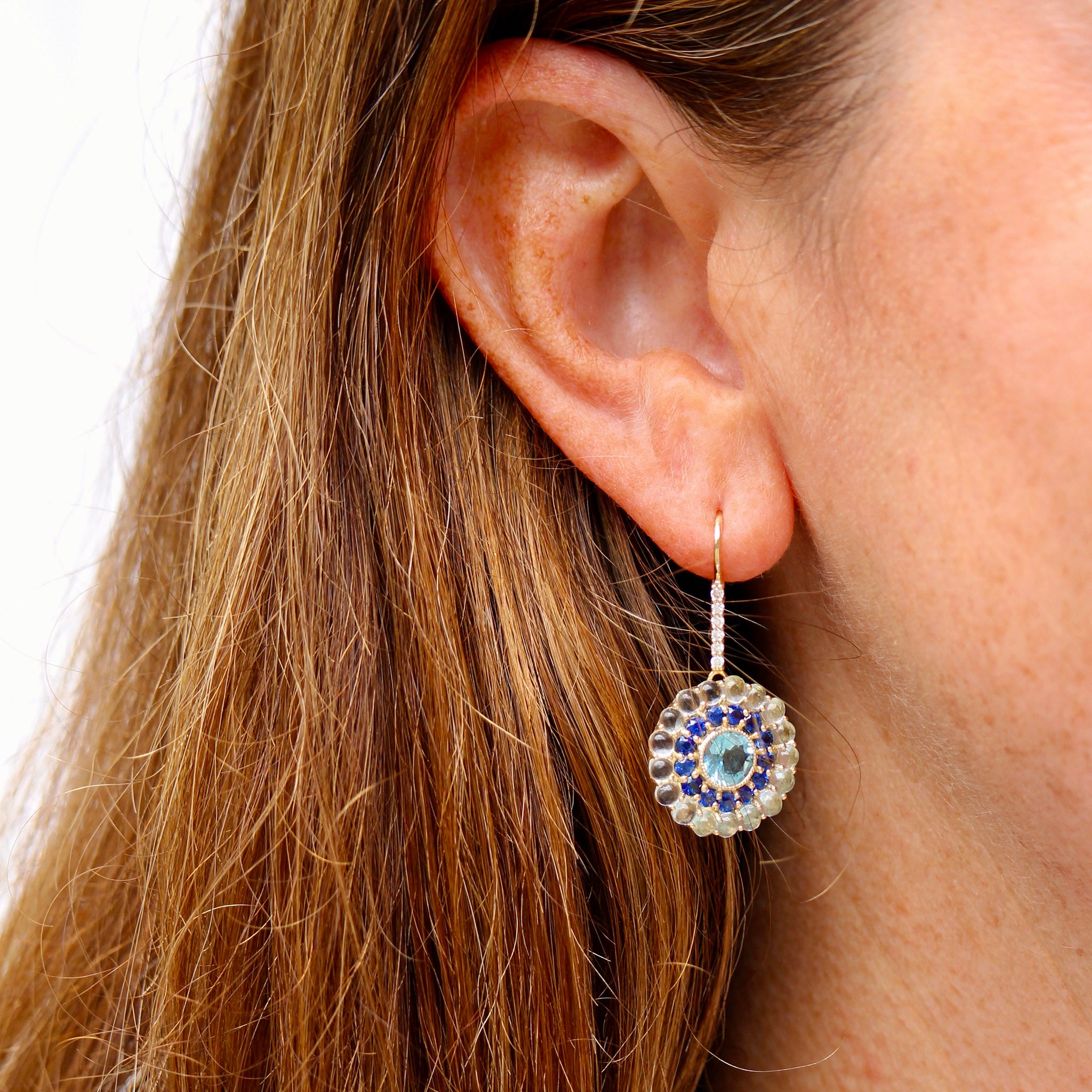 Aquamarine & Blue Sapphire 14K Yellow Gold Drop Earrings