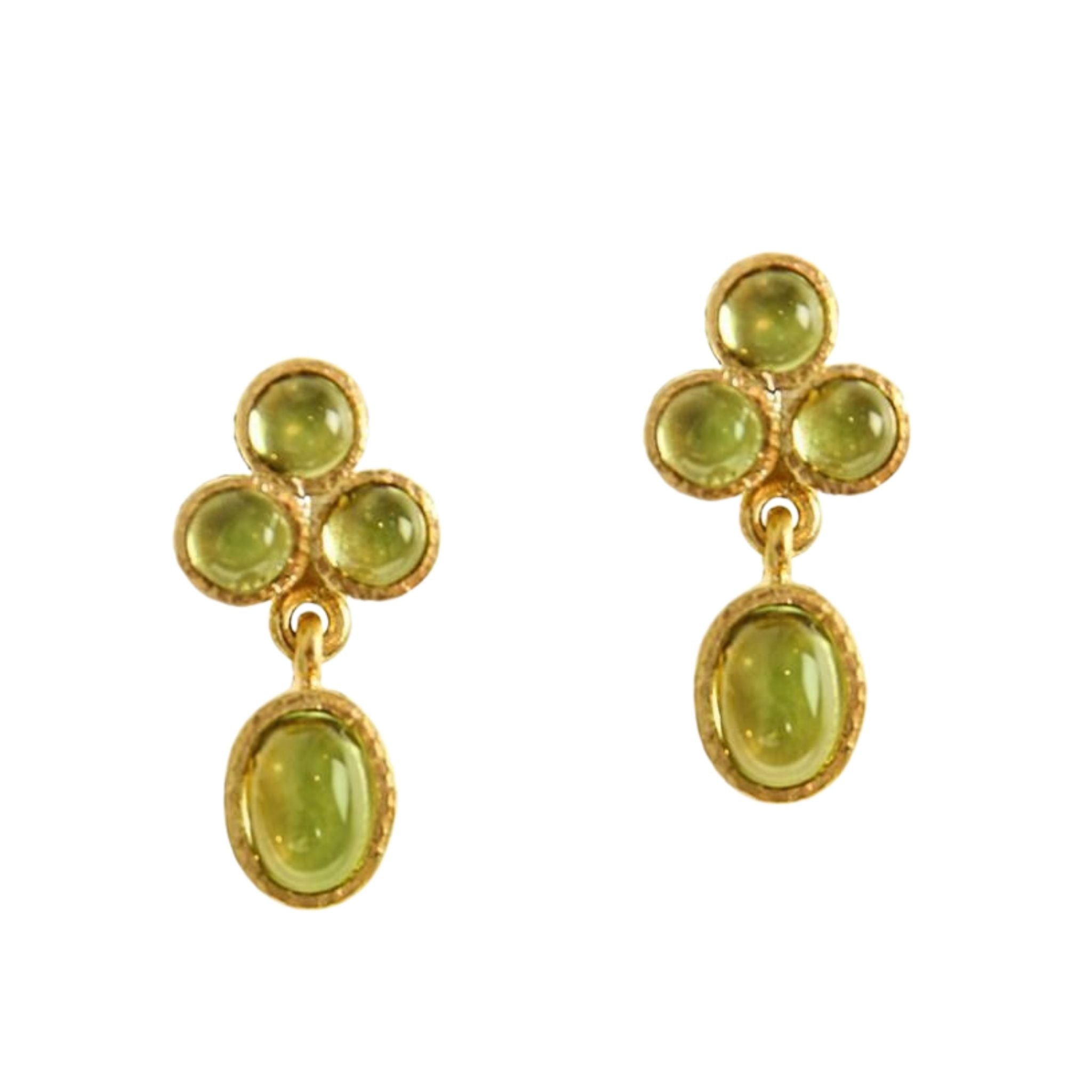 Elizabeth Locke Peridot Cabochon Triad & Oval Drop Earrings