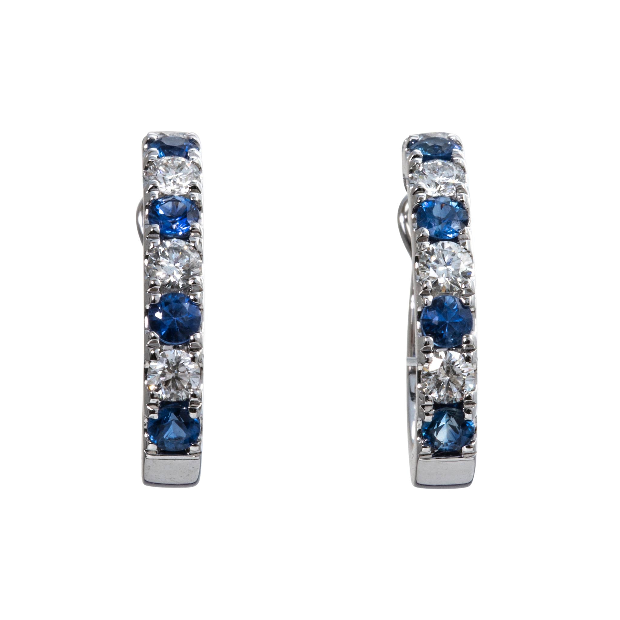 Sapphire & Diamond 14K White Gold Oval Hoop Earrings
