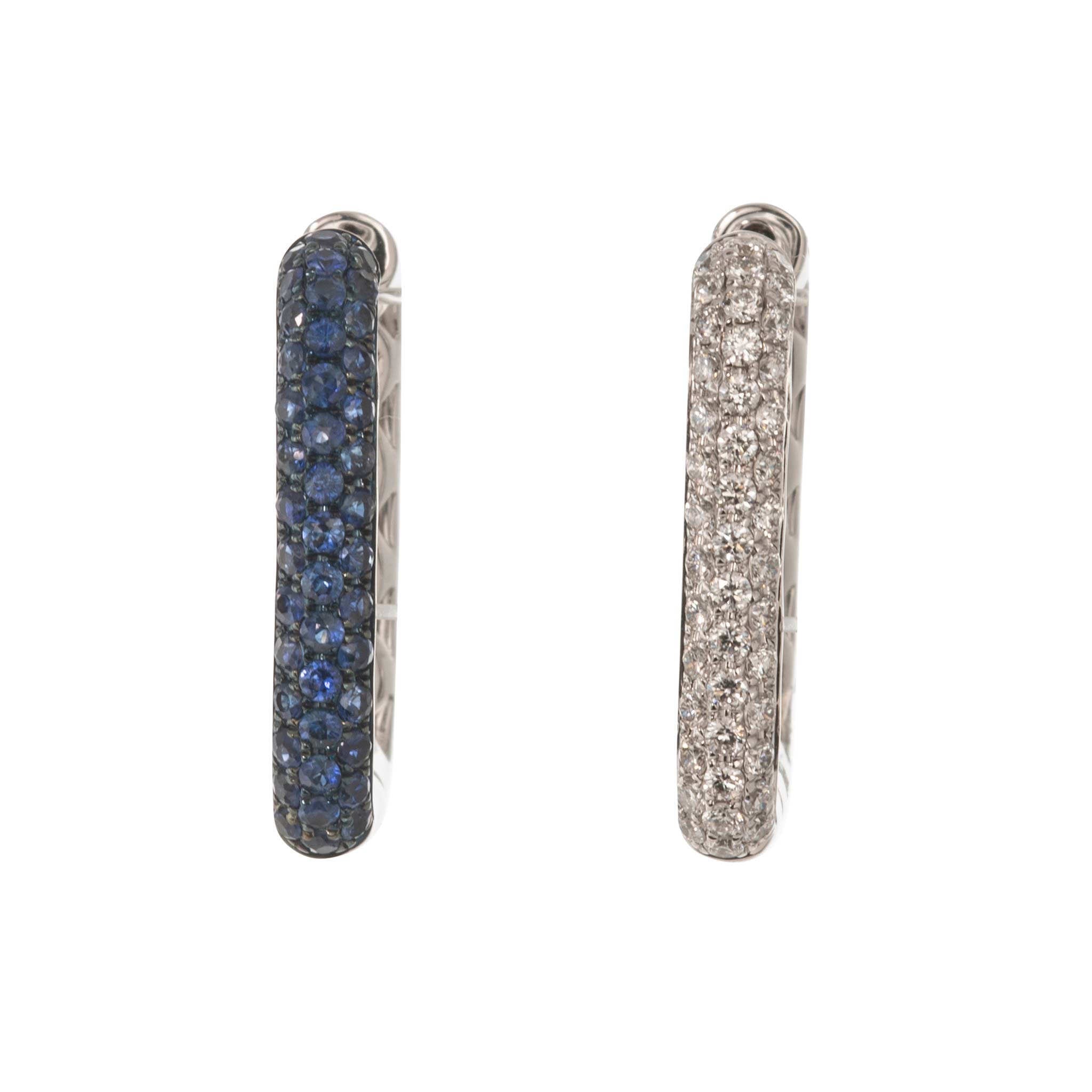 Sapphire & Diamond Pavé 18K Gold Reversible Hoop Earrings