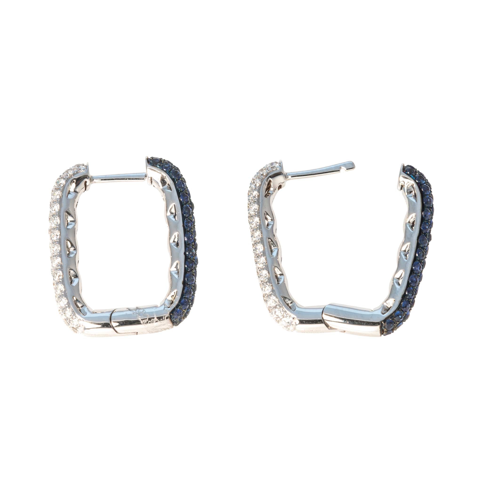 Sapphire & Diamond Pavé 18K Gold Reversible Hoop Earrings
