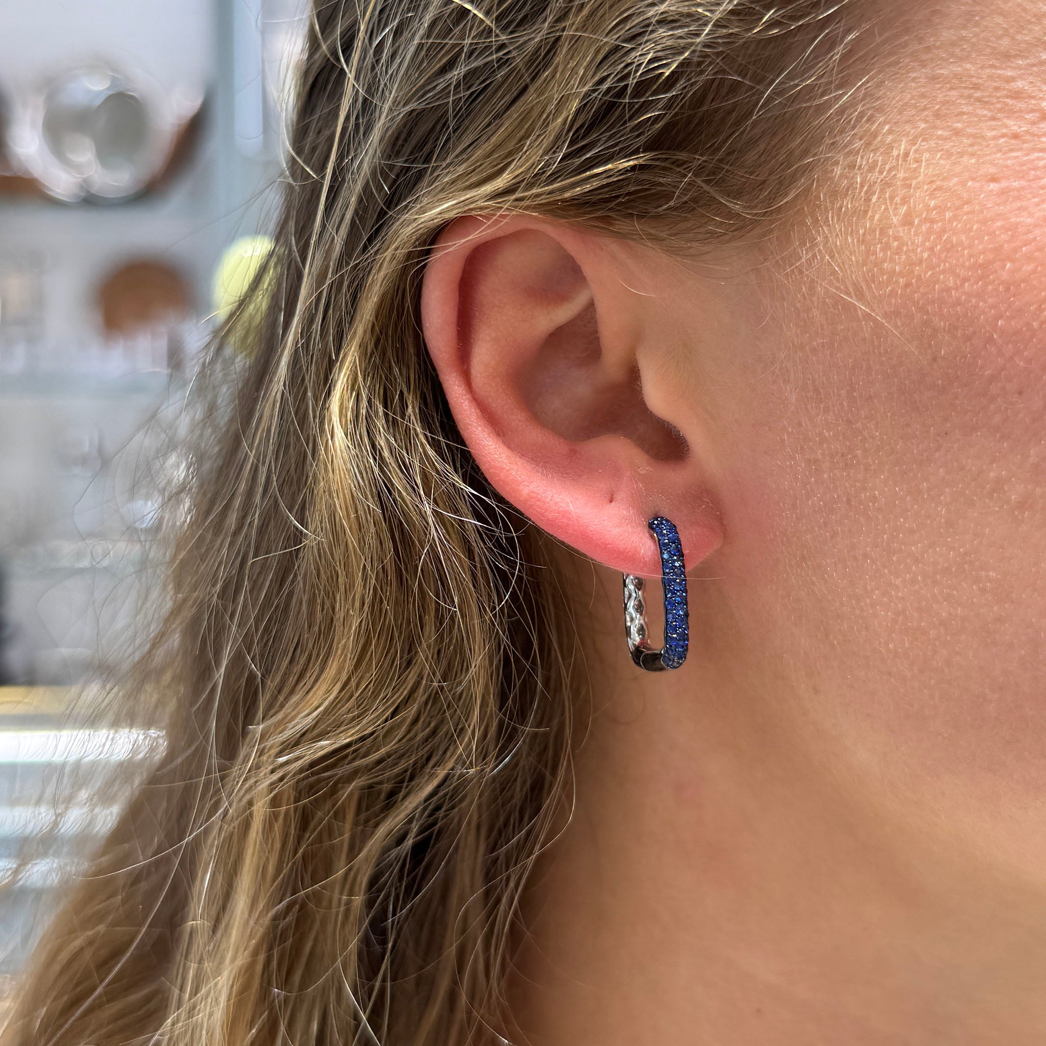 Sapphire & Diamond Pavé 18K Gold Reversible Hoop Earrings