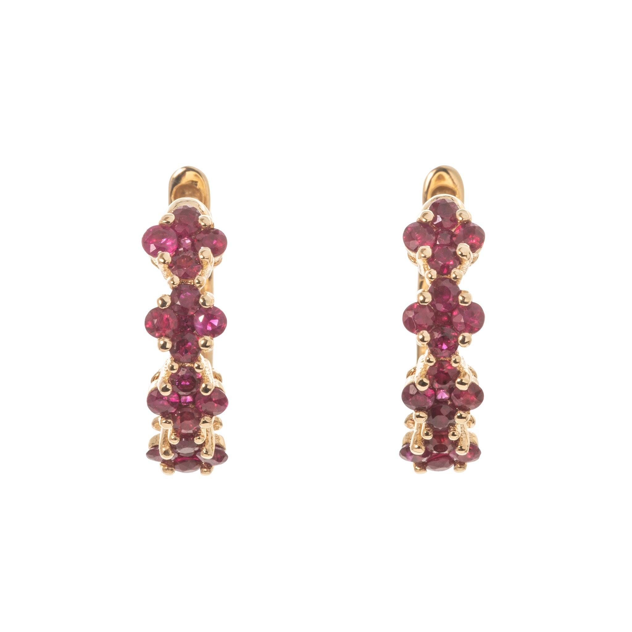 Ruby 18K Yellow Gold Huggie Earrings