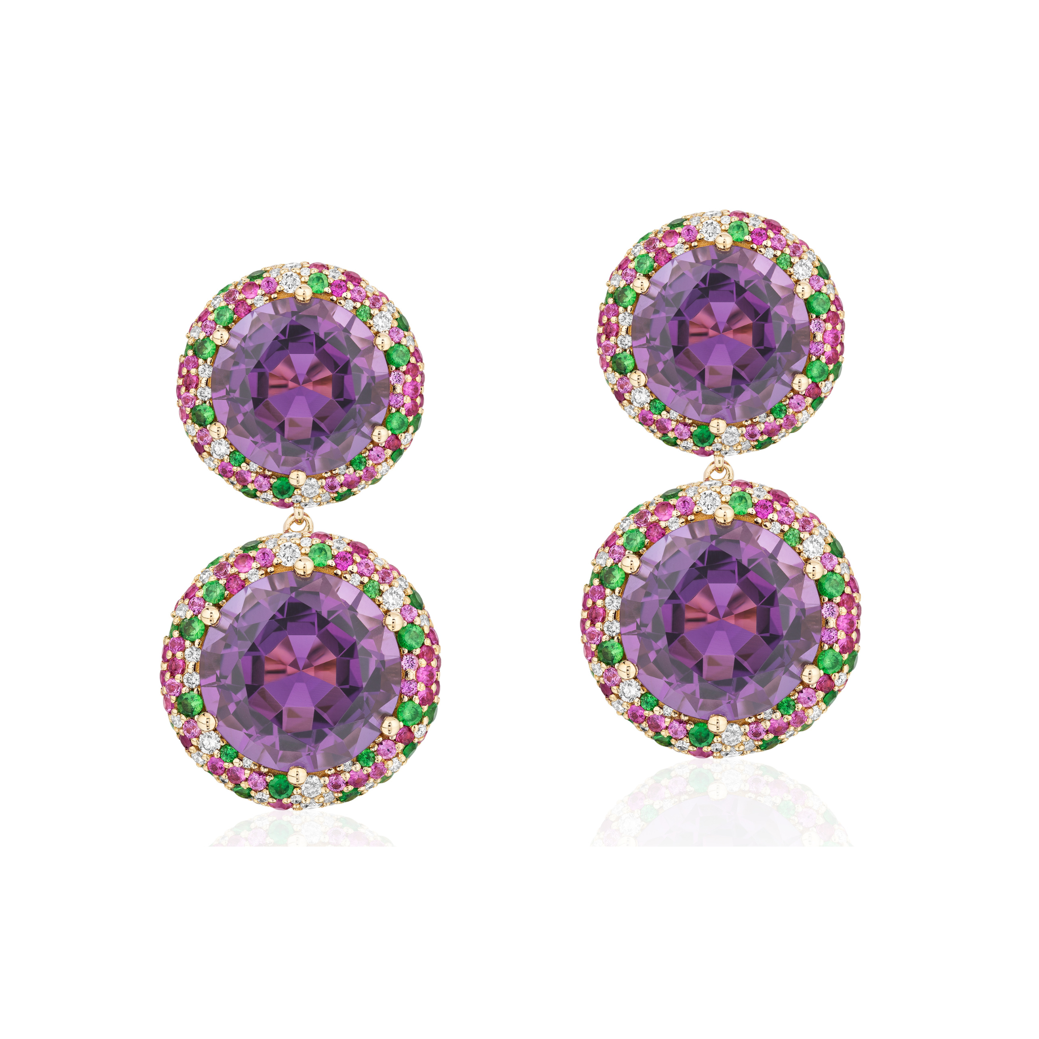 Goshwara Amethyst, Sapphire & Tsavorite Drop Earrings