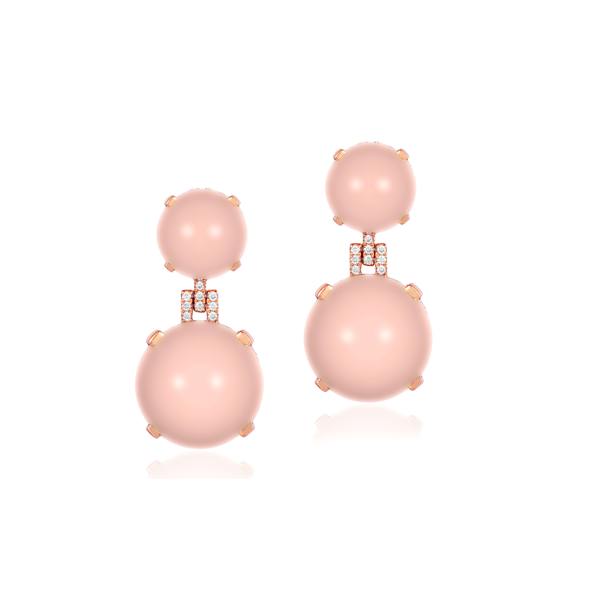 Goshwara Rose Quartz & Diamond 18K Gold Double Drop Earrings