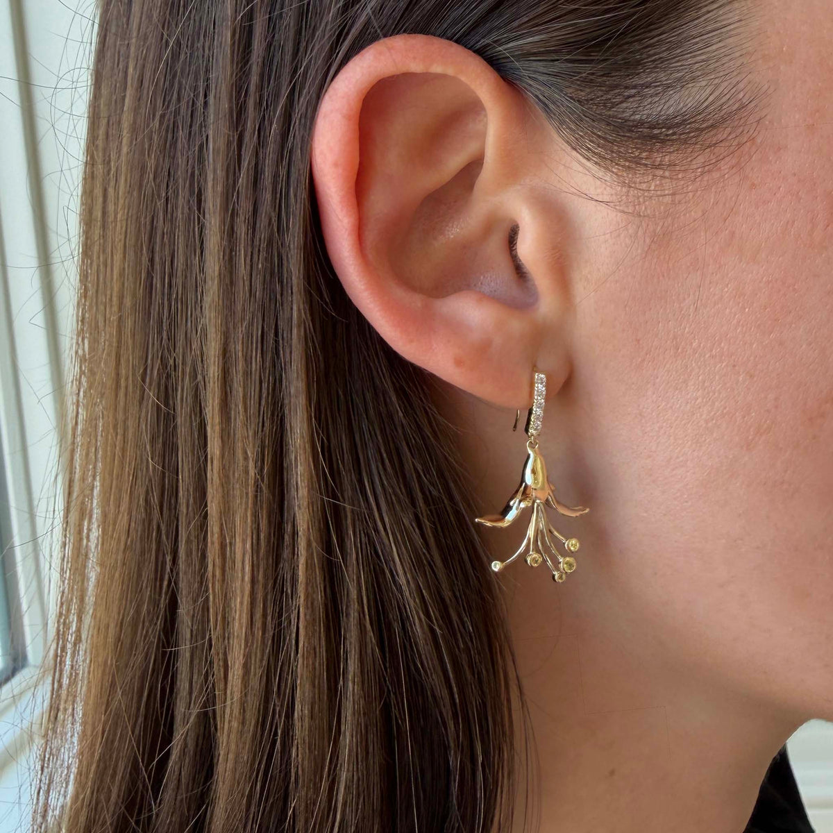 Yellow Sapphire & Diamond 14K Gold Honeysuckle Earrings