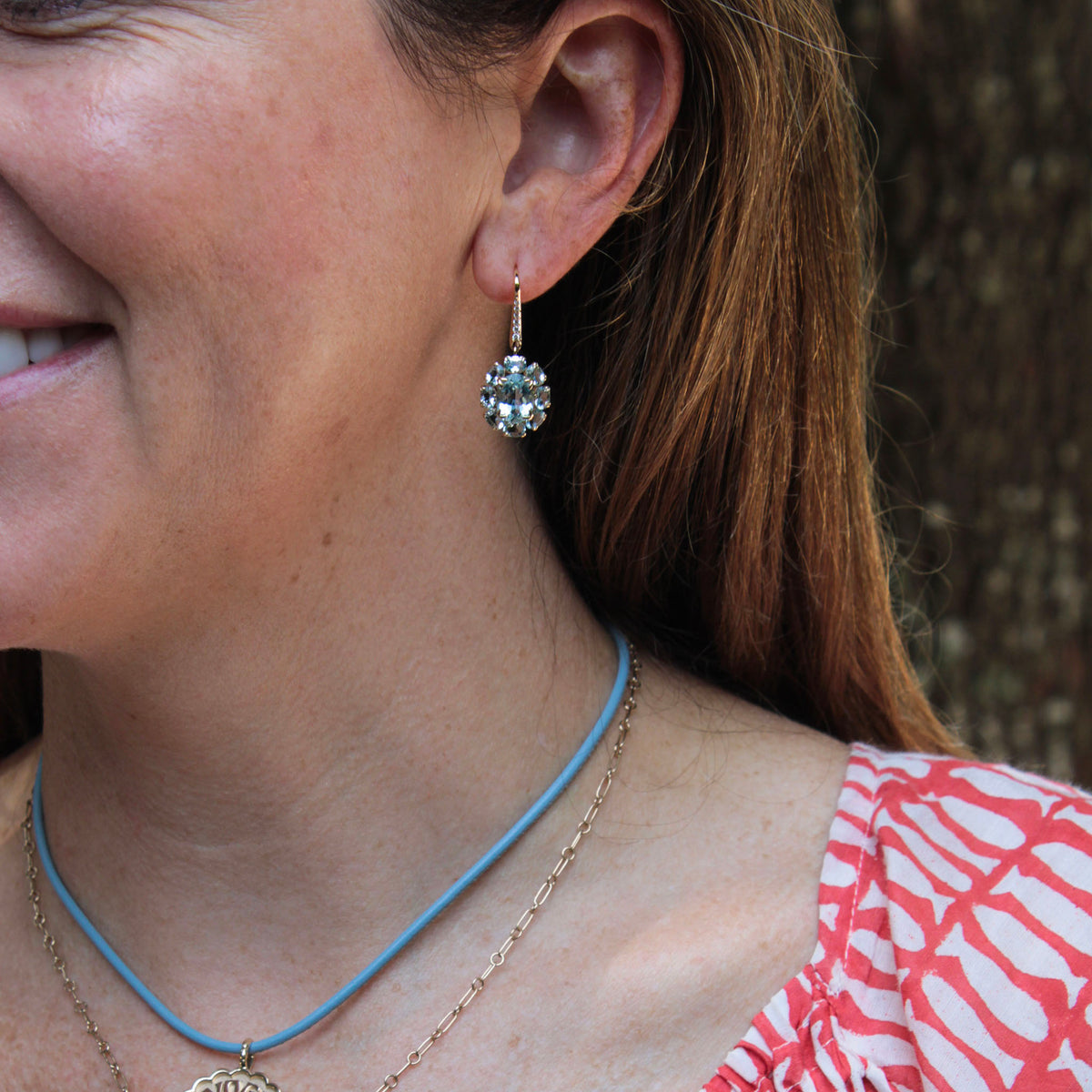 Aquamarine 14K Gold River Cluster Drop Earrings