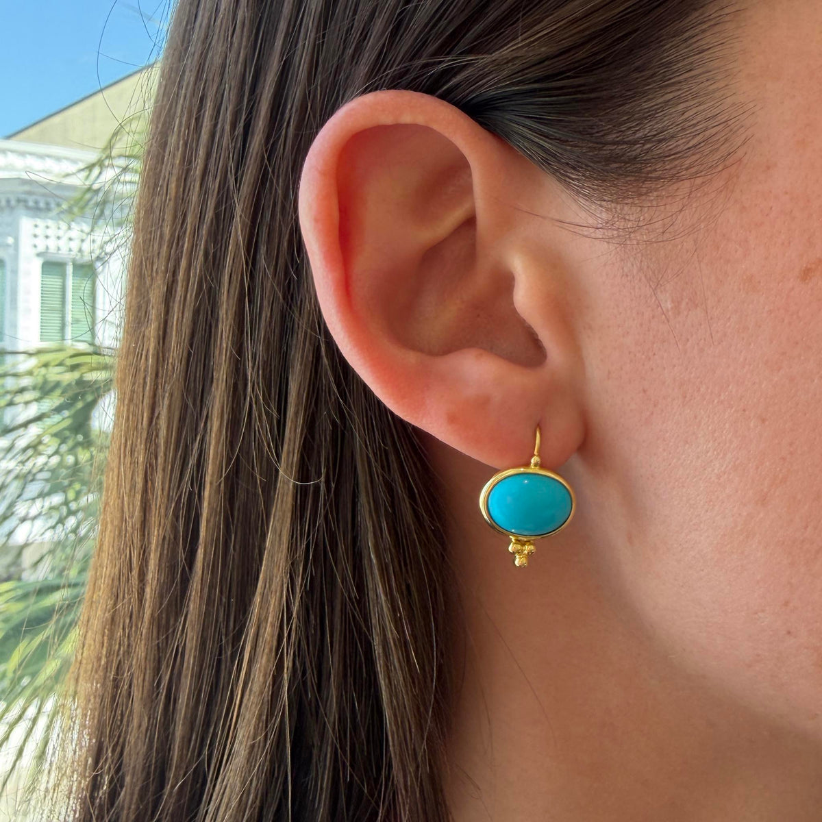 Mazza Turquoise 14K Yellow Gold Capri Earrings