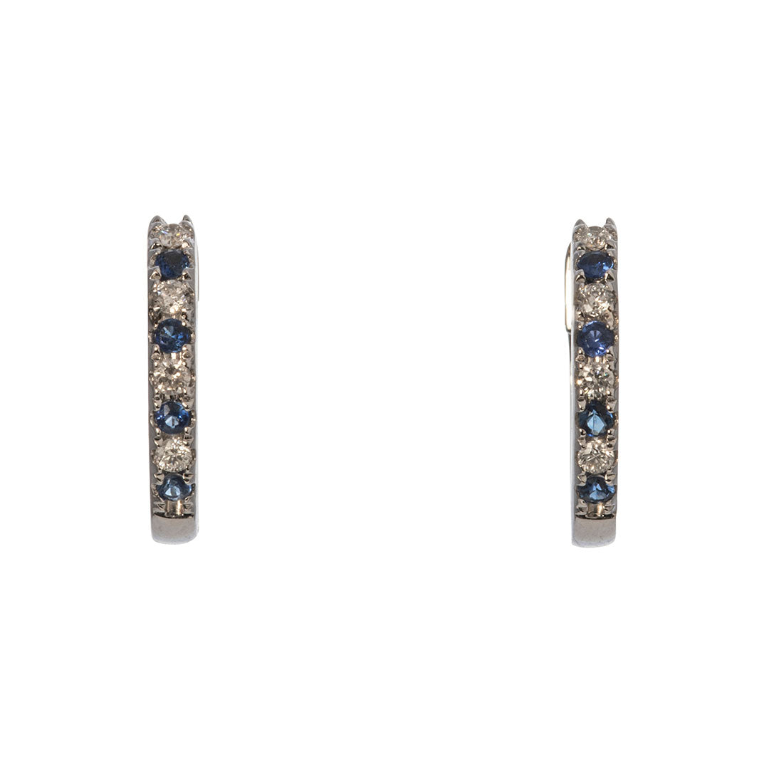 Sapphire & Diamond 14K White Gold Huggie Hoop Earrings