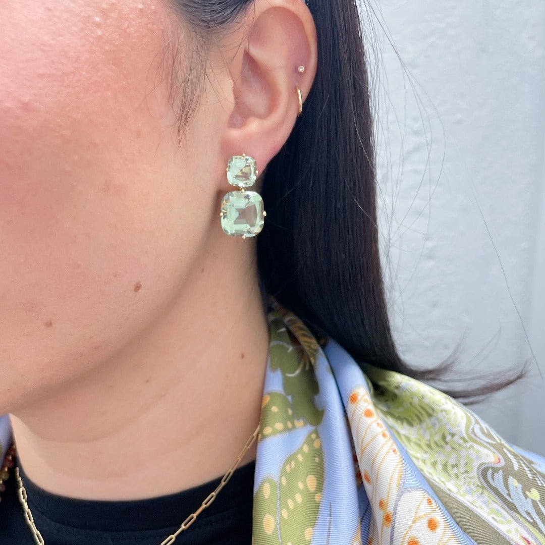 Goshwara Prasiolite 18K Yellow Gold Double Drop Earrings