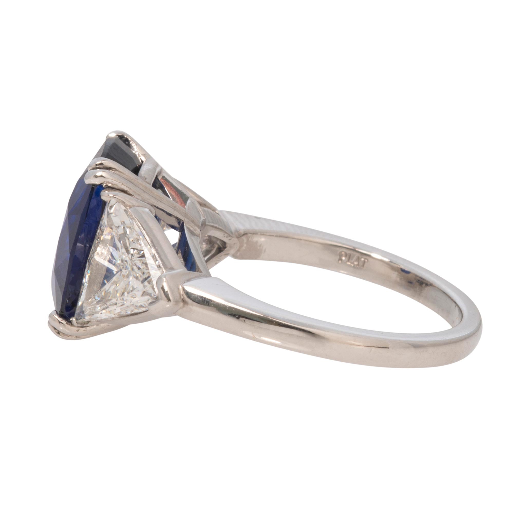Estate 7.21ct Cushion Sapphire & Diamond Three-Stone Platinum Ring