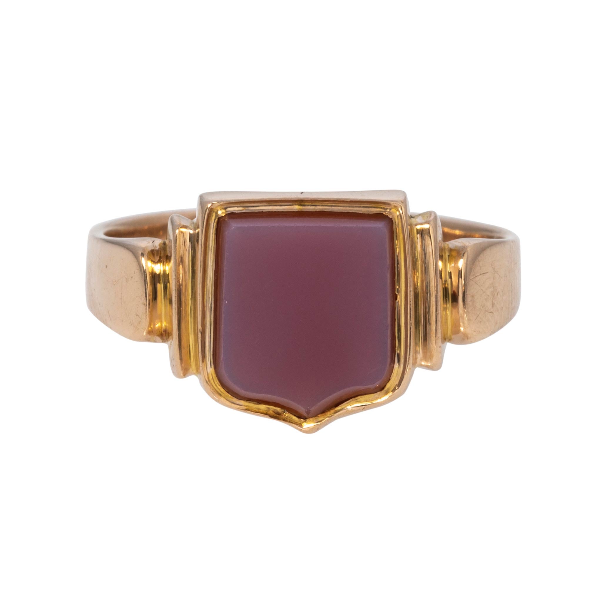 Victorian Carnelian Shield 15K Gold Signet Ring
