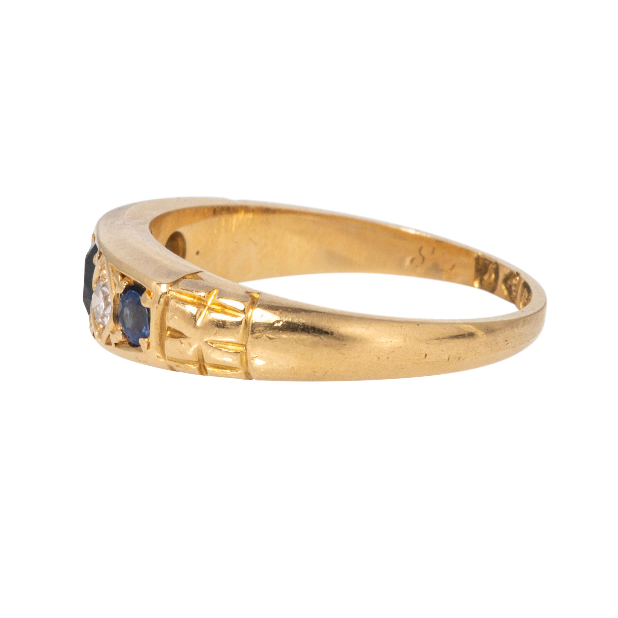 Victorian Sapphire & Diamond Five-Stone 18K Yellow Gold Ring