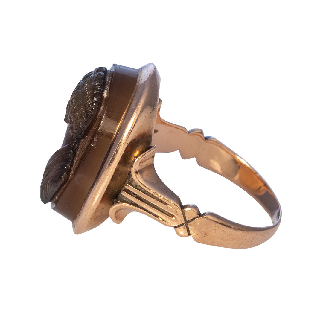 Victorian Carnelian Cameo 14K Gold Ring