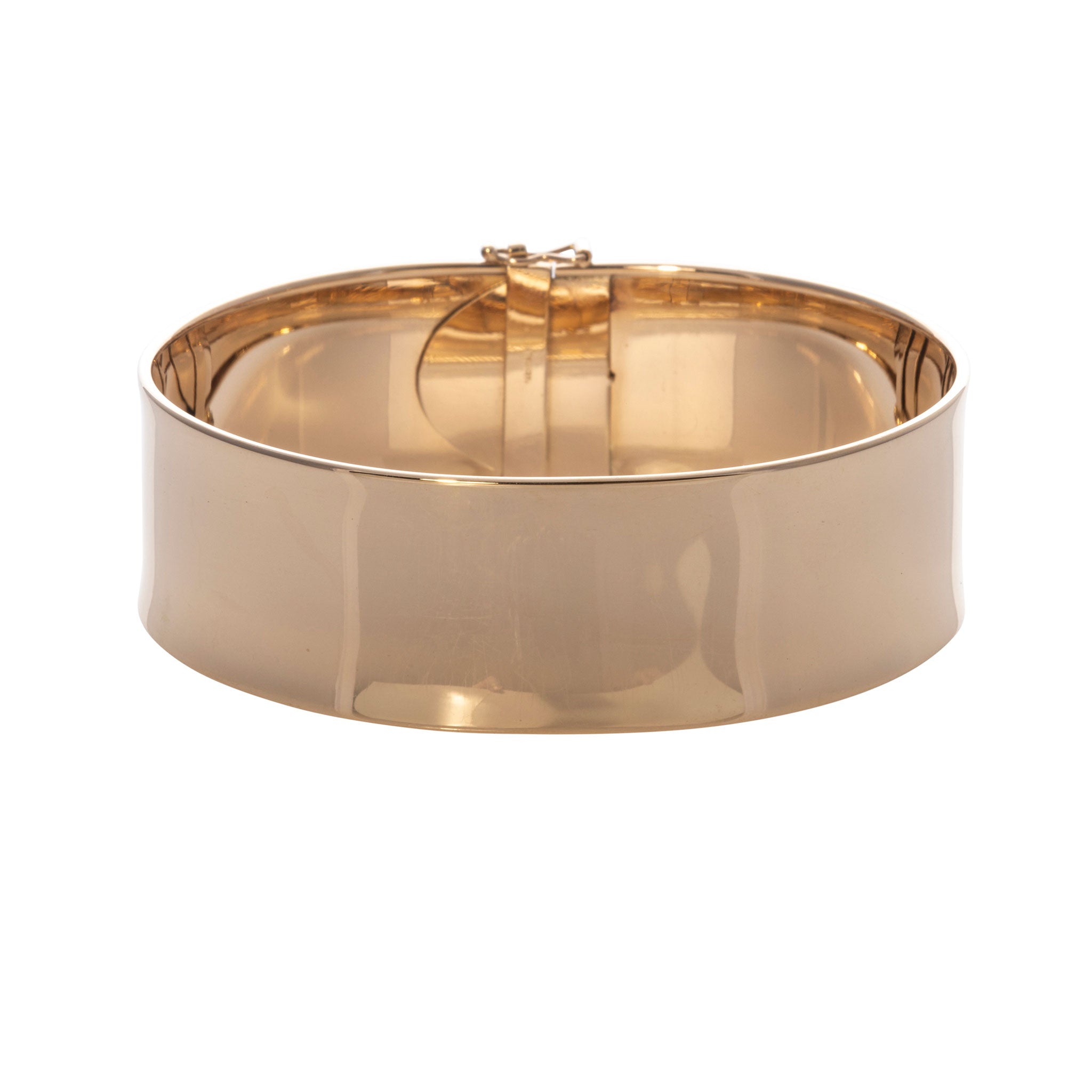 14K Gold Wide Cuff Bangle front side