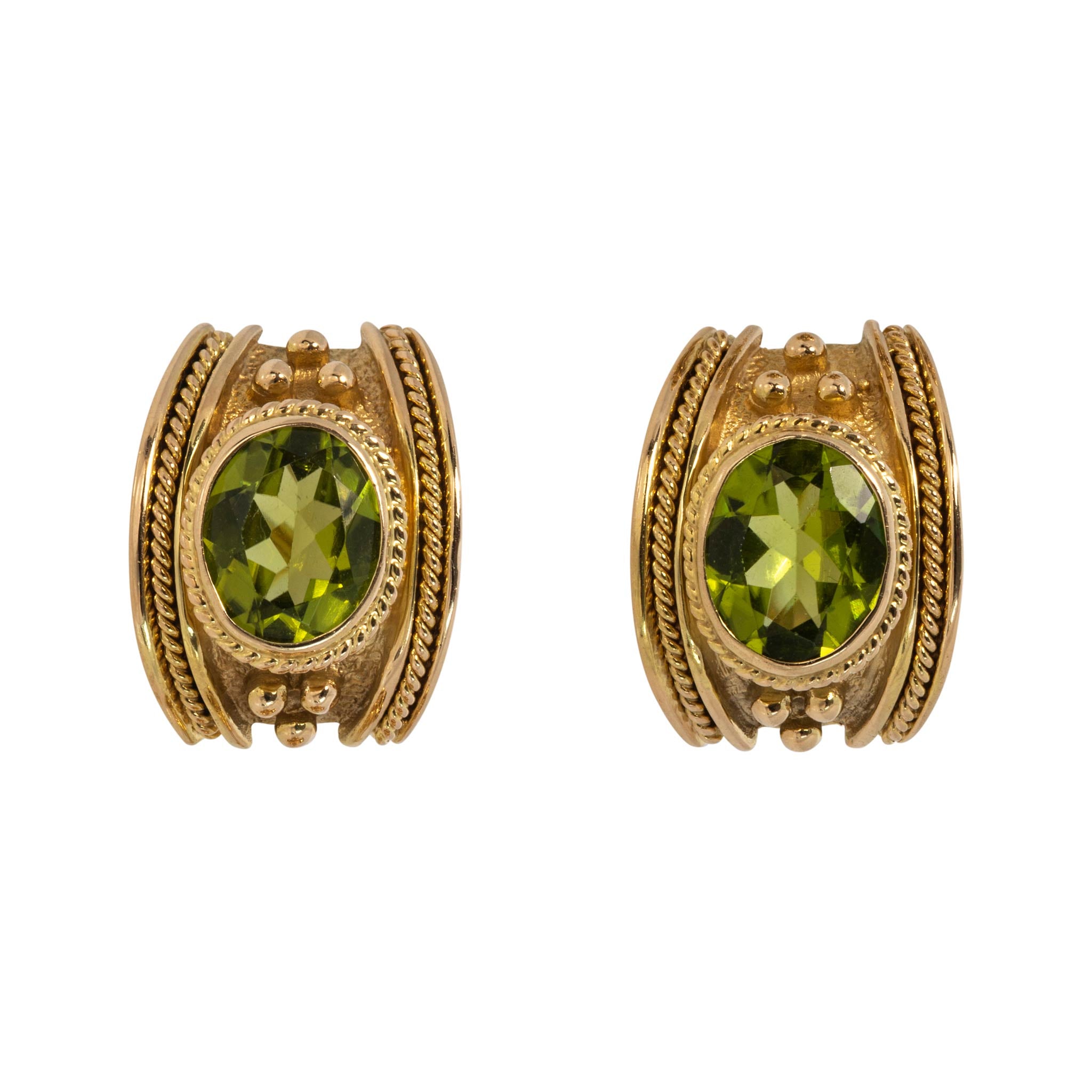 Estate 5ctw Peridot 14K Yellow Gold Earrings