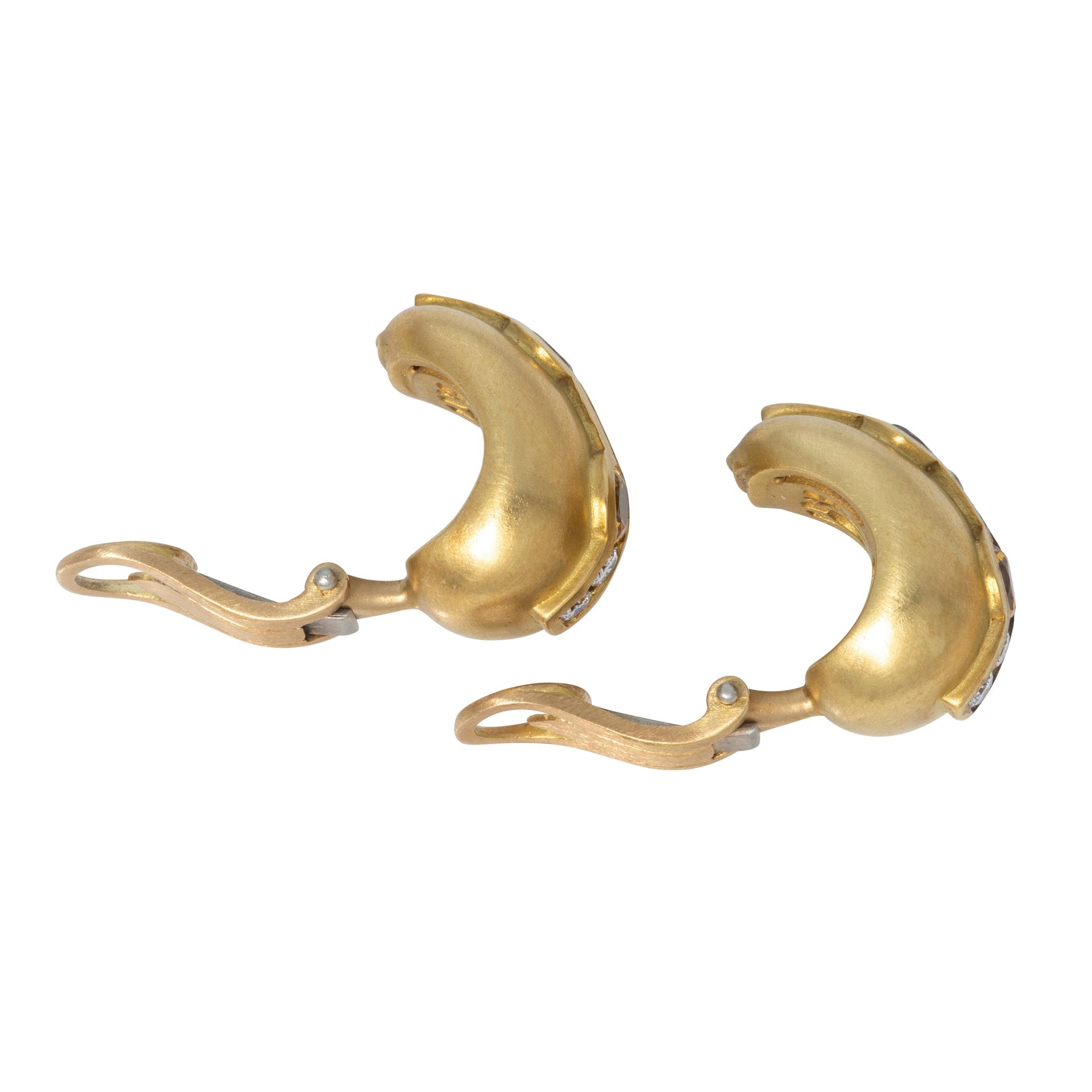 Estate Barry Kieselstein-Cord Yellow Sapphire & Diamond 18K Gold Earrings