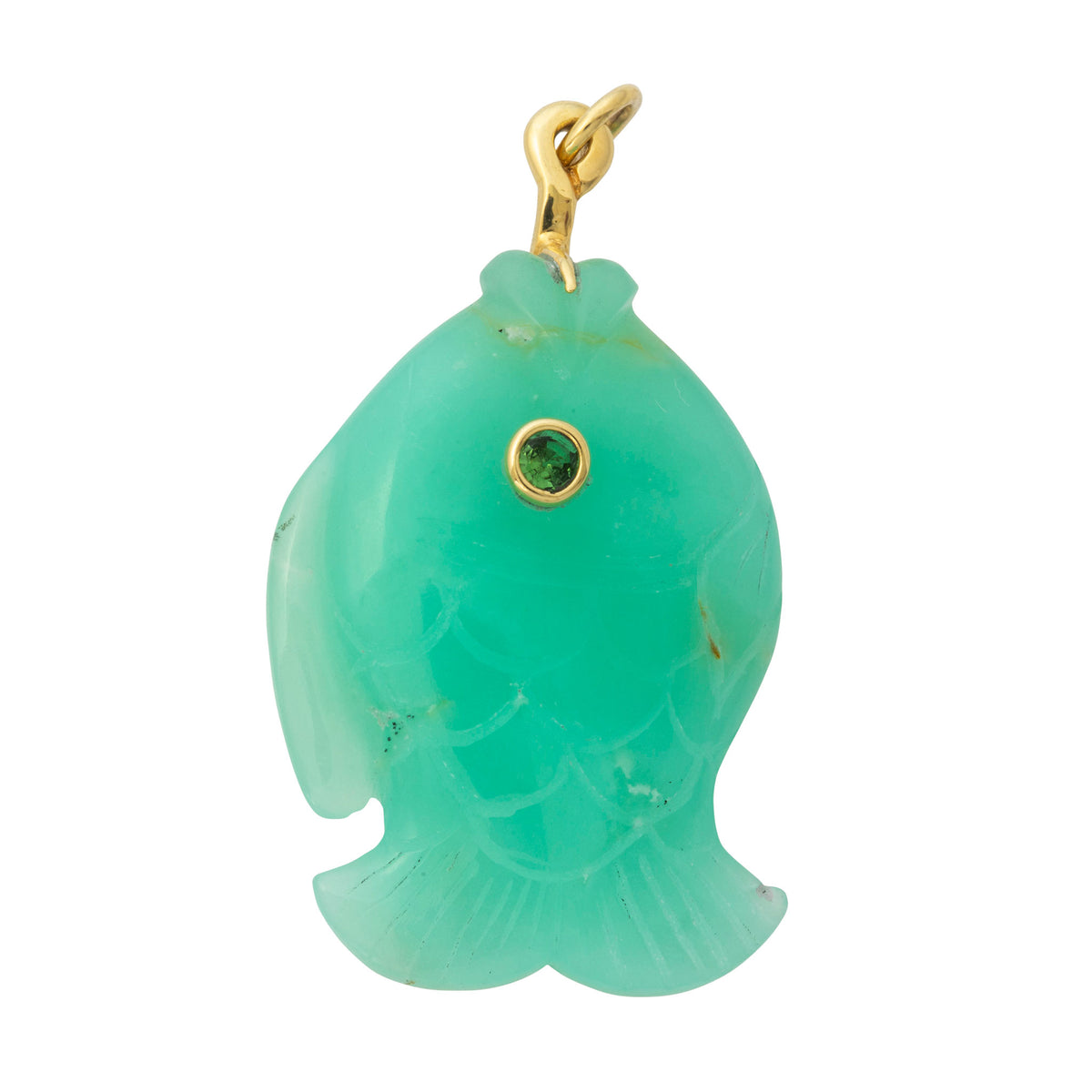 Mazza Green Opal & Peridot 14K Gold Wide Fish Pendant
