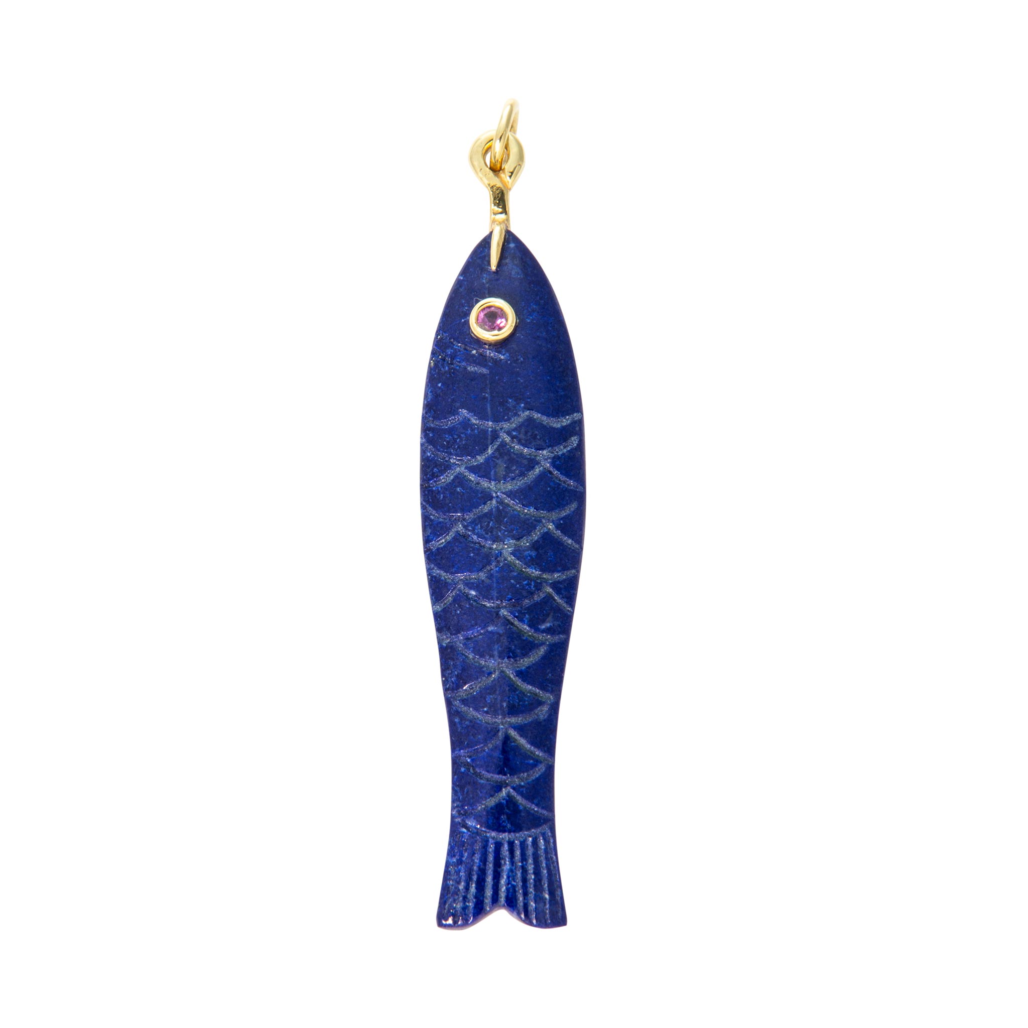Mazza Lapis & Ruby 14K Gold Fish Pendant