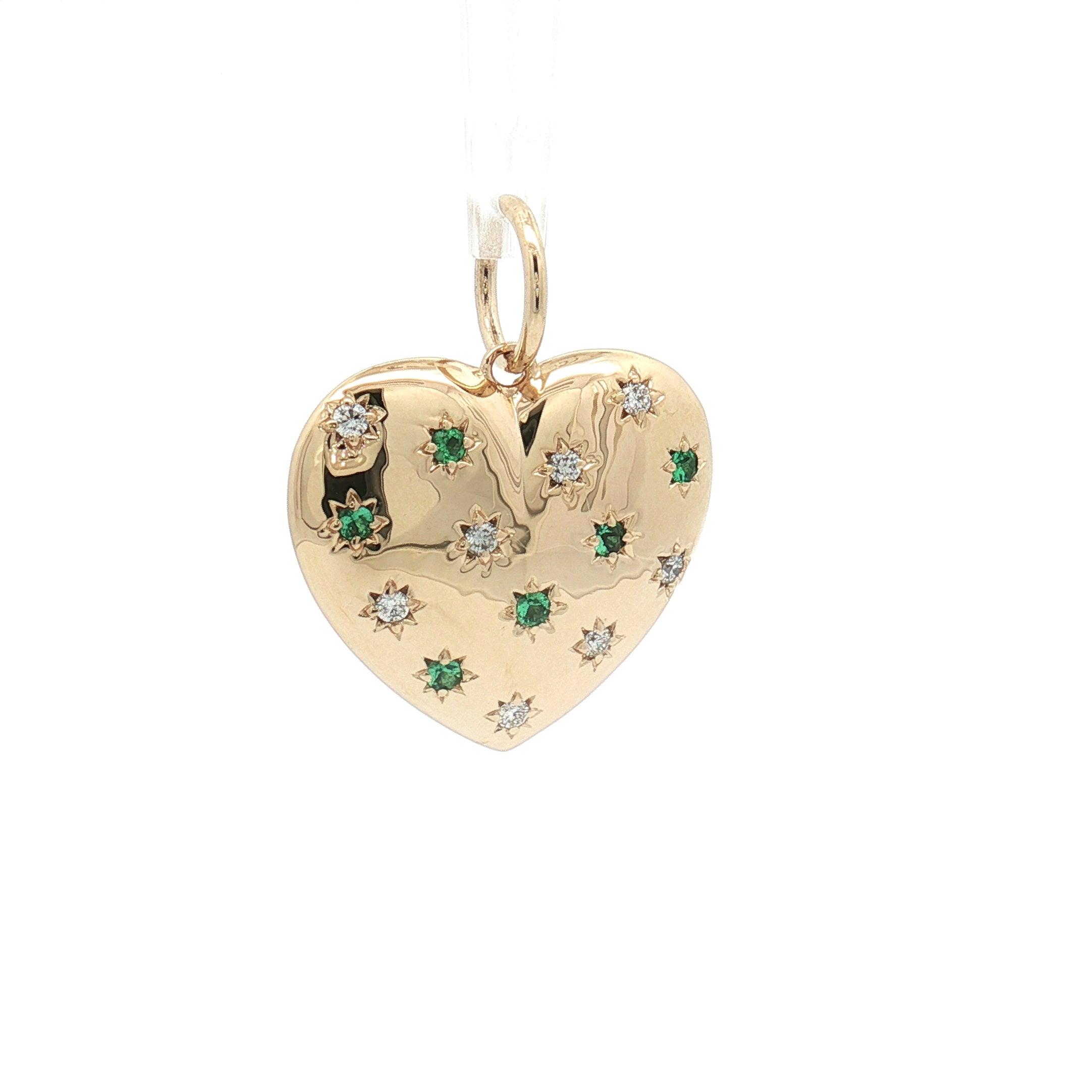 Emerald & Diamond 14K Yellow Gold Heart Pendant