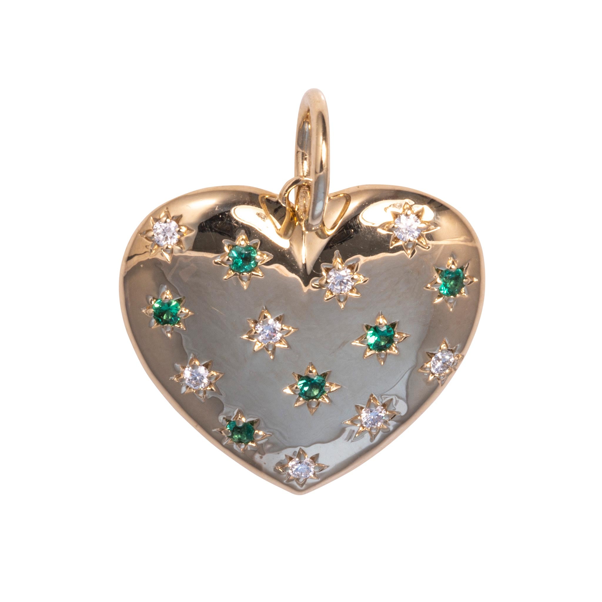 Emerald & Diamond 14K Yellow Gold Heart Pendant