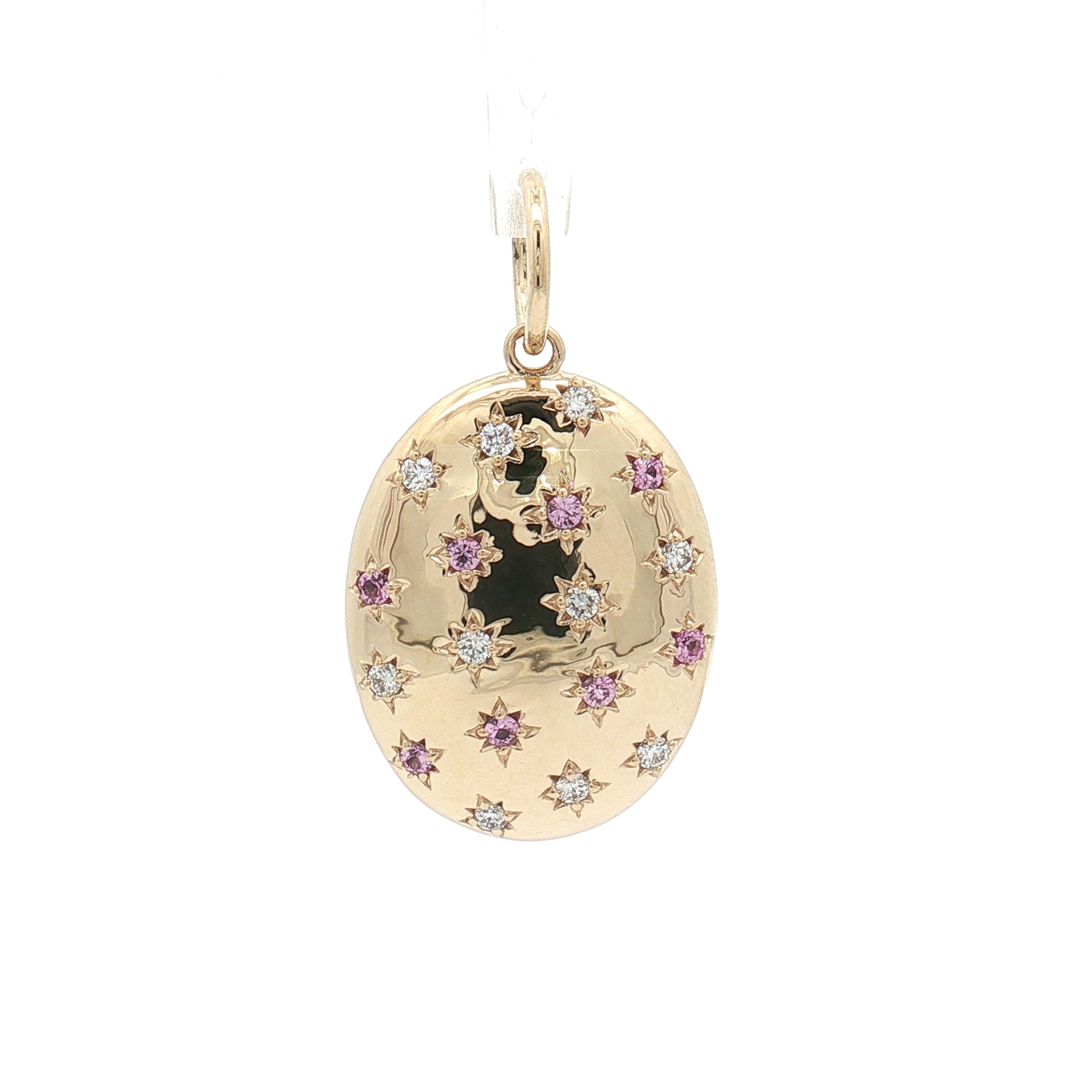 Pink Sapphire & Diamond 14K Yellow Gold Oval Pendant