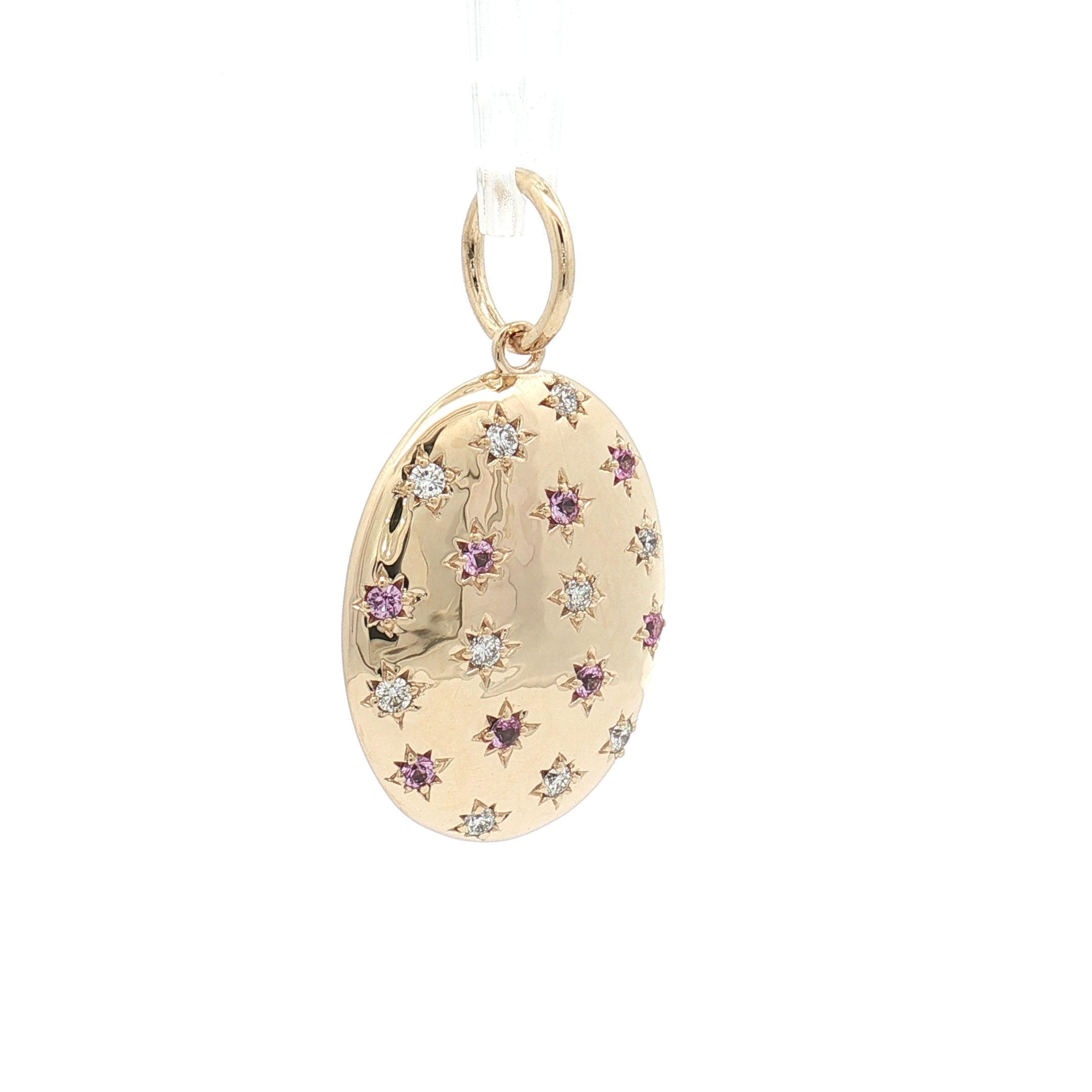 Pink Sapphire & Diamond 14K Yellow Gold Oval Pendant