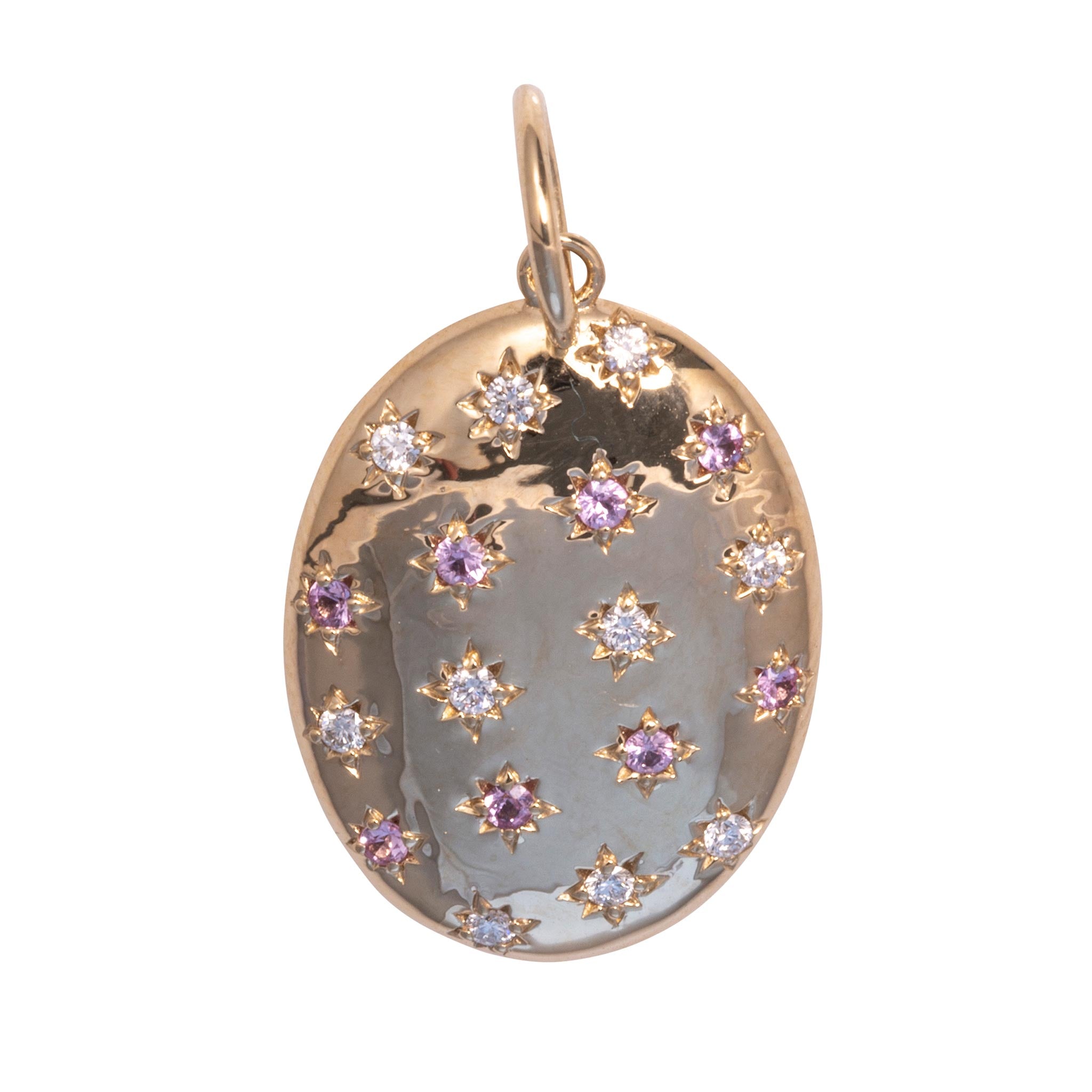 Pink Sapphire & Diamond 14K Yellow Gold Oval Pendant