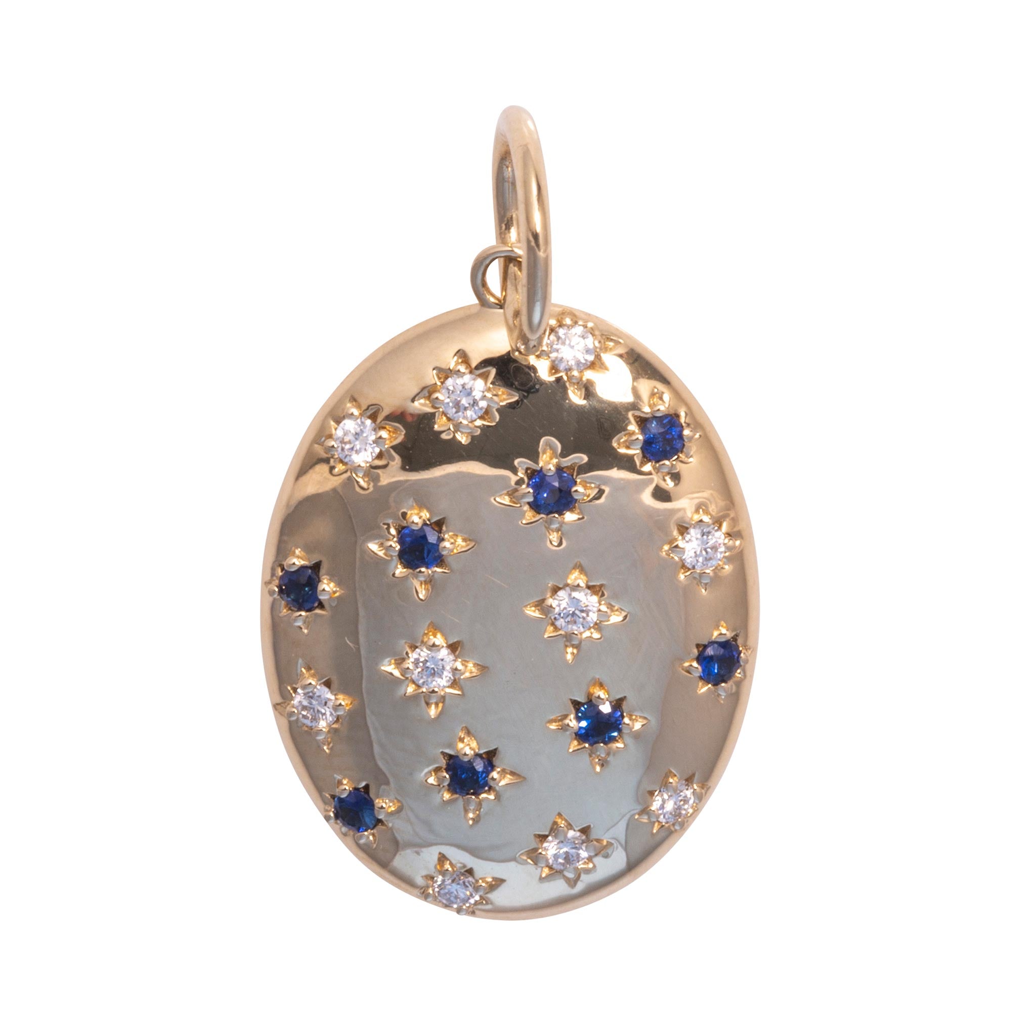 Sapphire & Diamond 14K Yellow Gold Oval Pendant