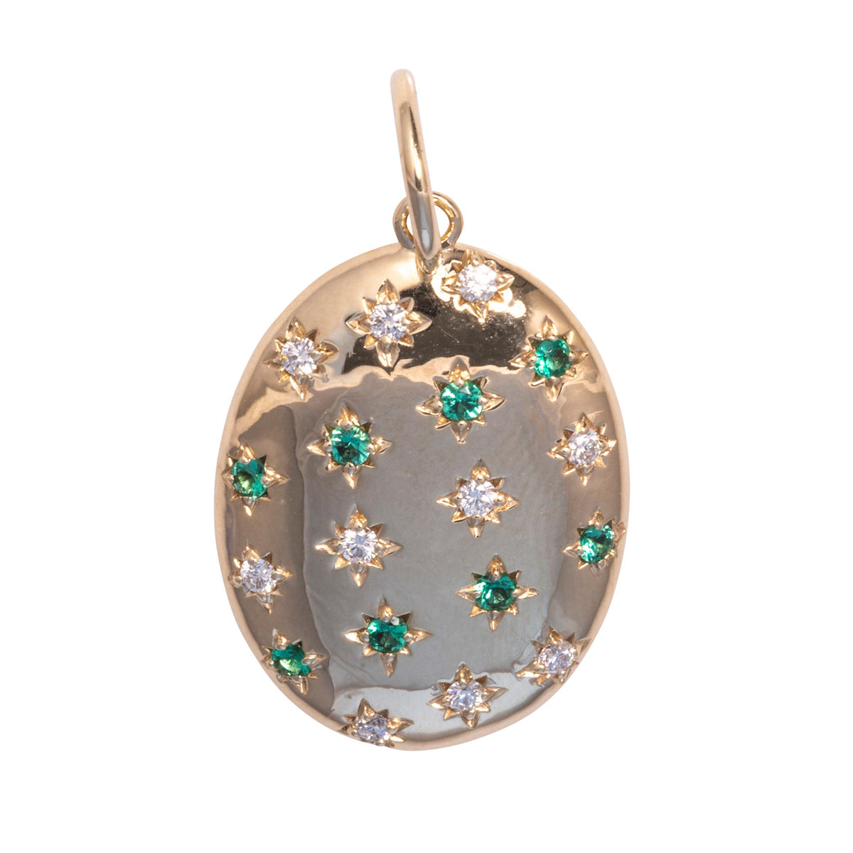 Emerald & Diamond 14K Yellow Gold Oval Pendant