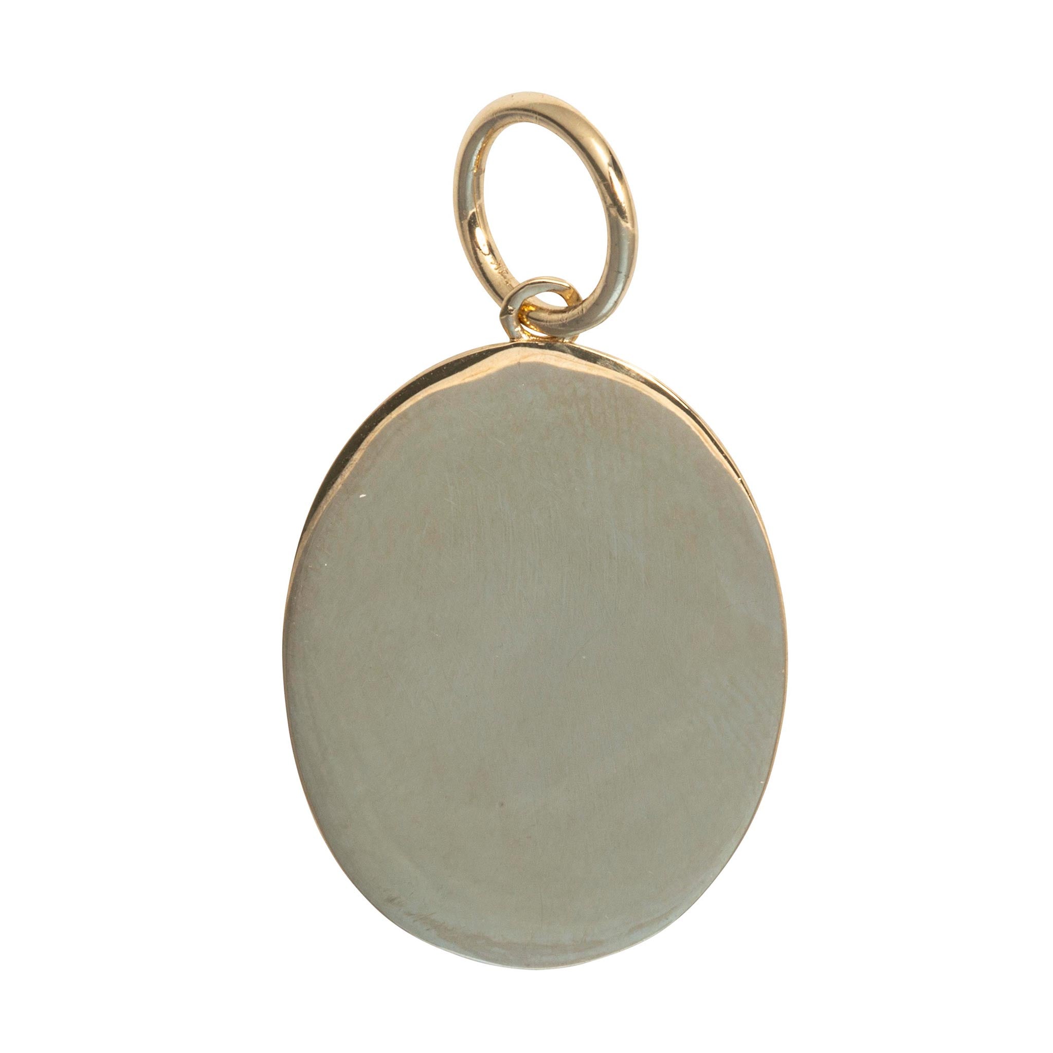 Back of 14K yellow gold oval pendant