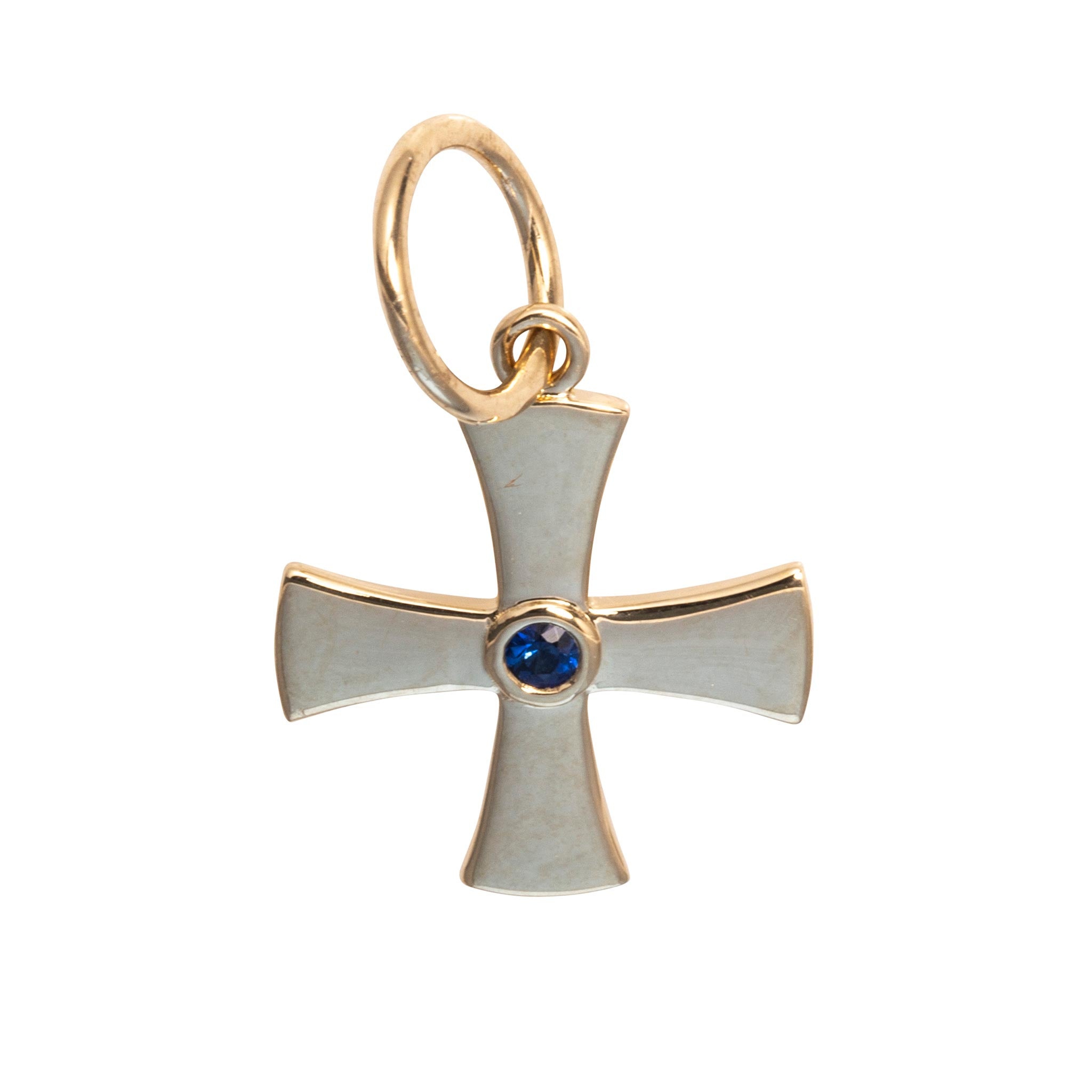 Sapphire 14K Yellow Gold Birthstone Cross Pendant