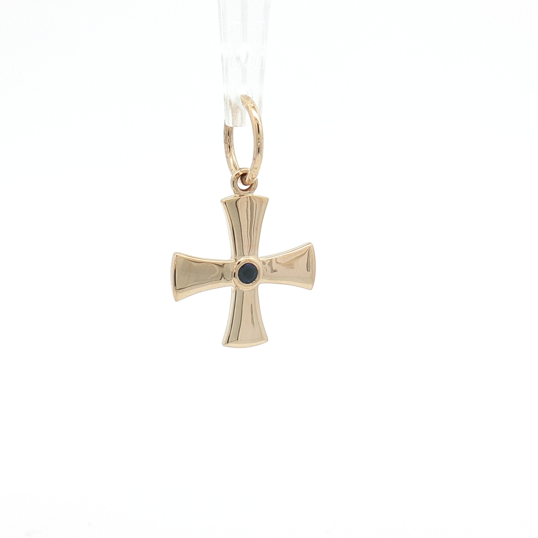 Sapphire 14K Yellow Gold Birthstone Cross Pendant