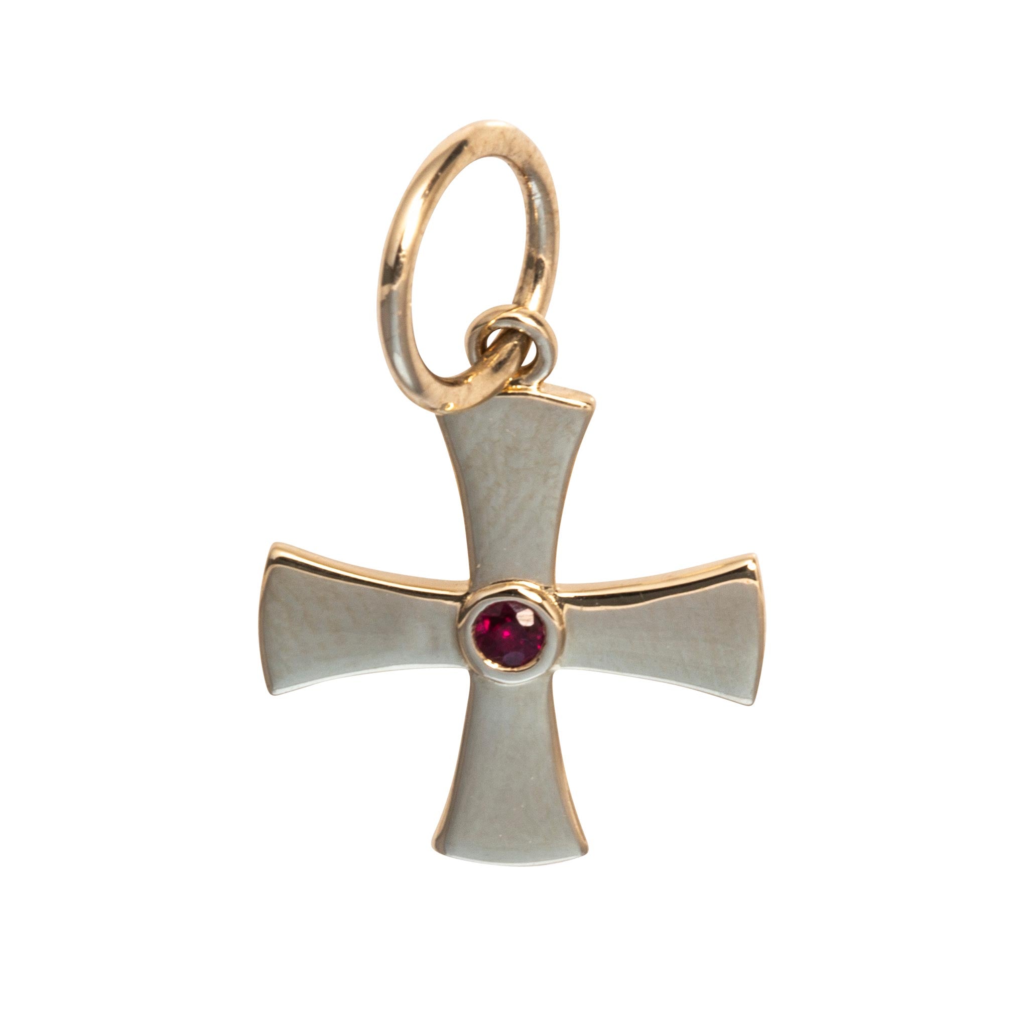Ruby 14K Yellow Gold Birthstone Cross Pendant
