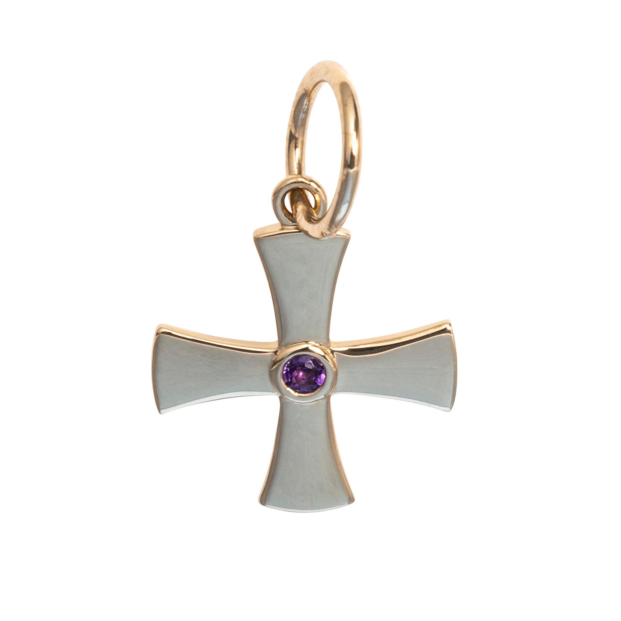 Amethyst 14K Yellow Gold Birthstone Cross Pendant