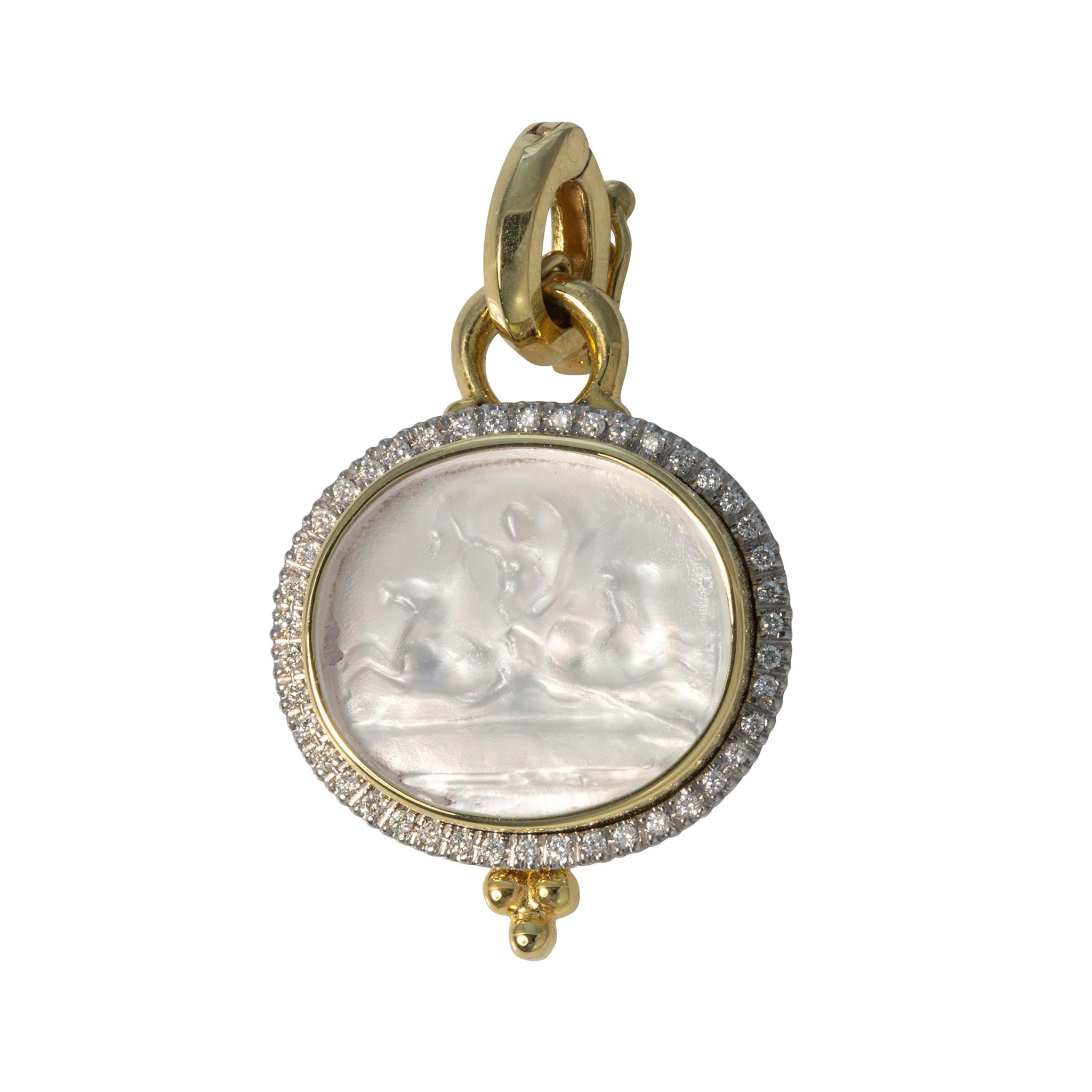 Mazza Venetian Glass Intaglio & Diamond 14K Gold Pendant