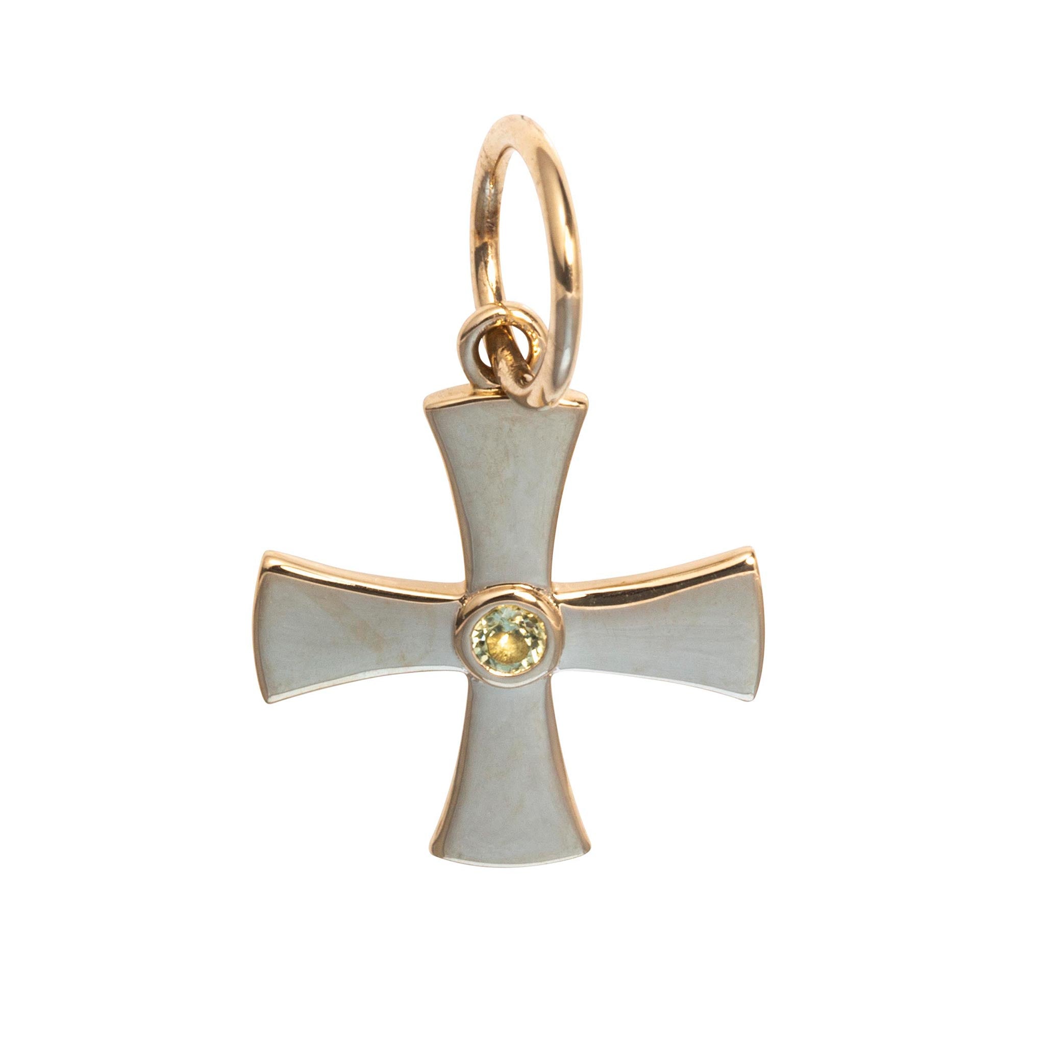 Peridot 14K Yellow Gold Birthstone Cross Pendant
