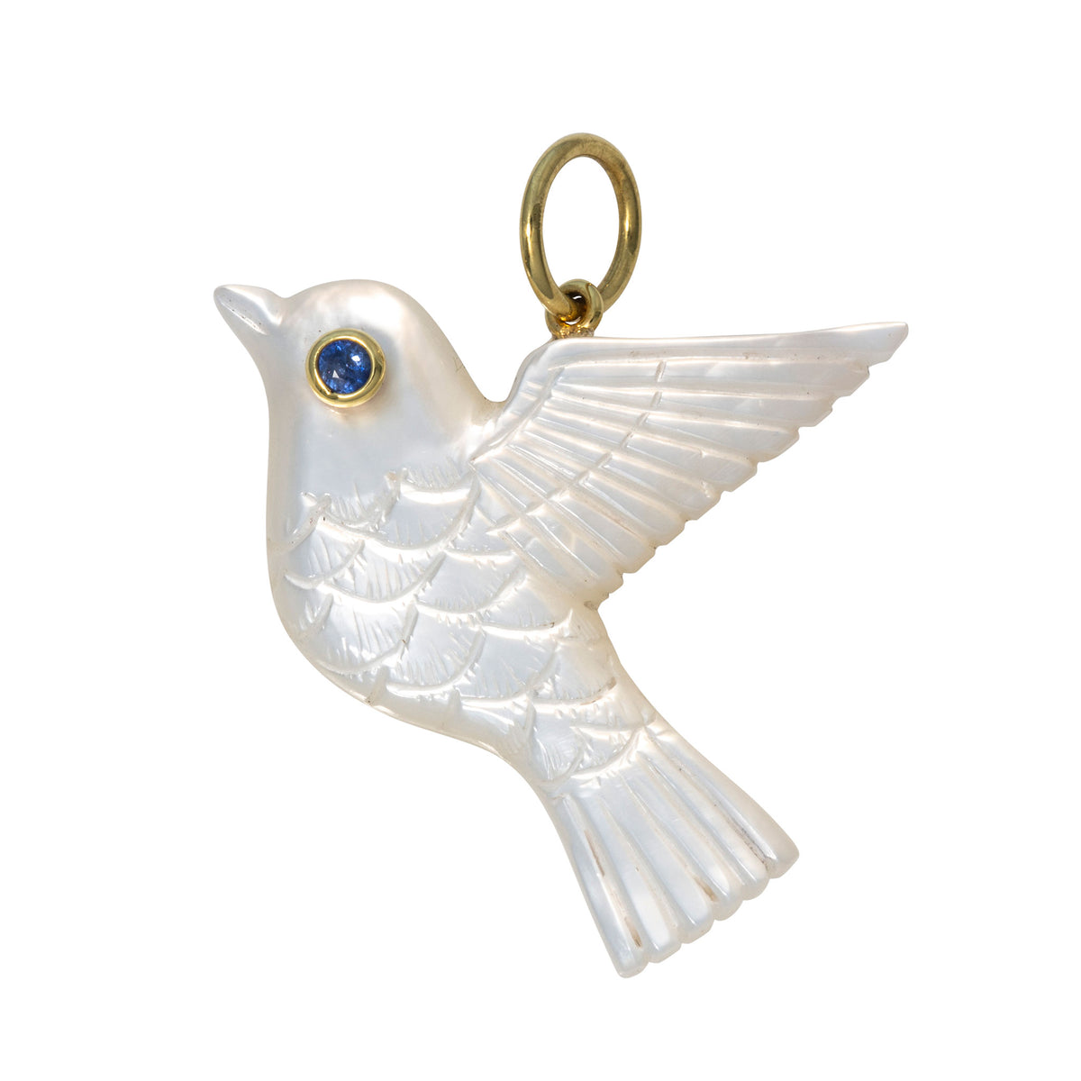 Mazza Mother of Pearl & Blue Sapphire 14K Gold Dove Pendant