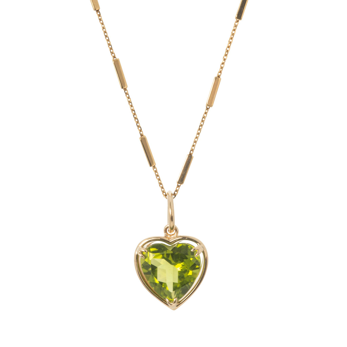 Peridot Heart 14K Gold River Pendant
