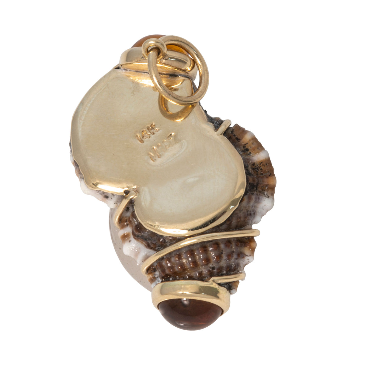 Mazza Brown Turbo Shell & Citrine 14K Gold Pendant