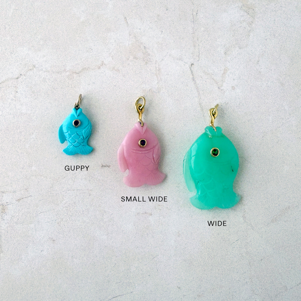 Mazza Fish Pendants guppy, small wide, wide