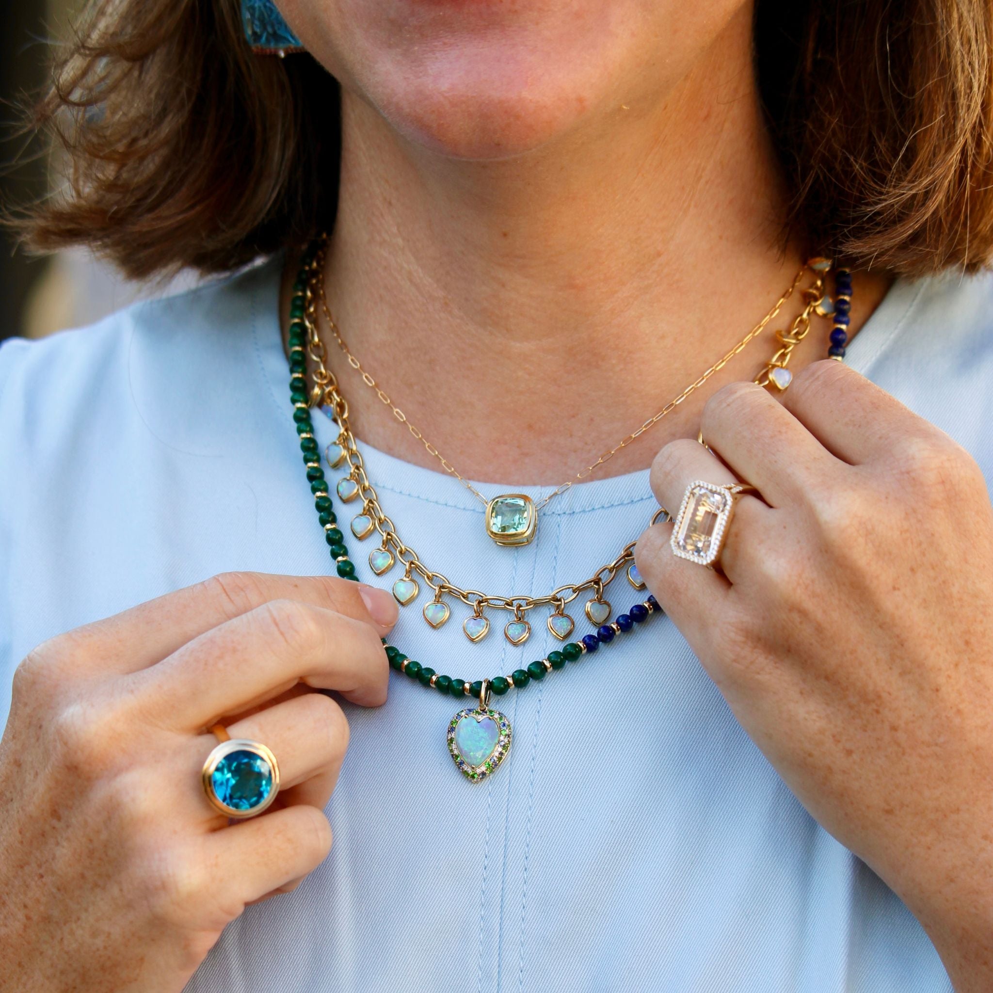 Goshwara Small Cushion Bezel Prasiolite 18K Gold Pendant Necklace