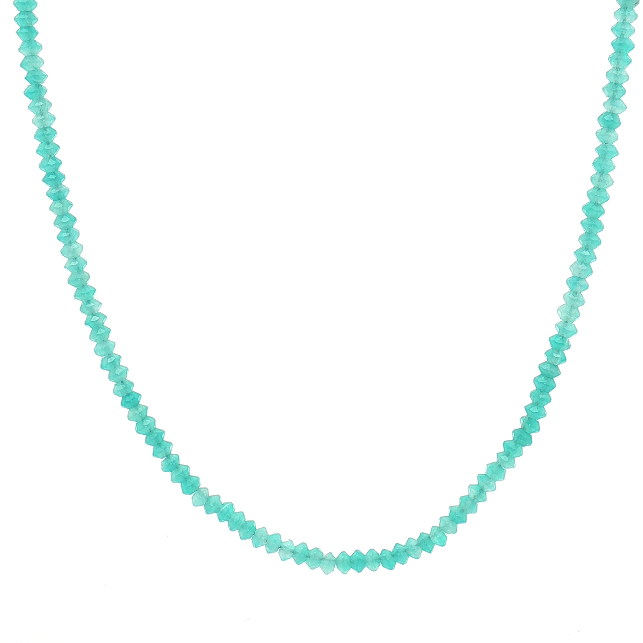 Diamond Bezel & Faceted Chalcedony Beaded Necklace 16.5″