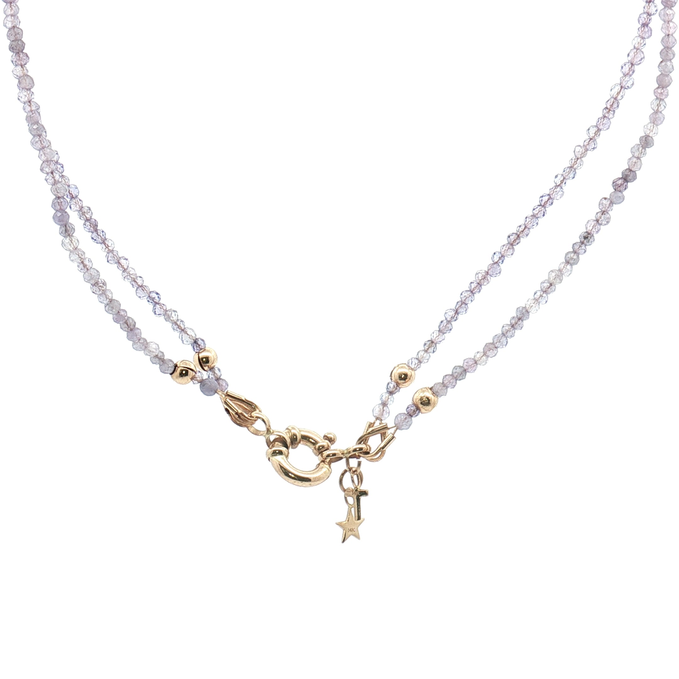 Faceted Tanzanite Beaded Double Strand Necklace 16.5″