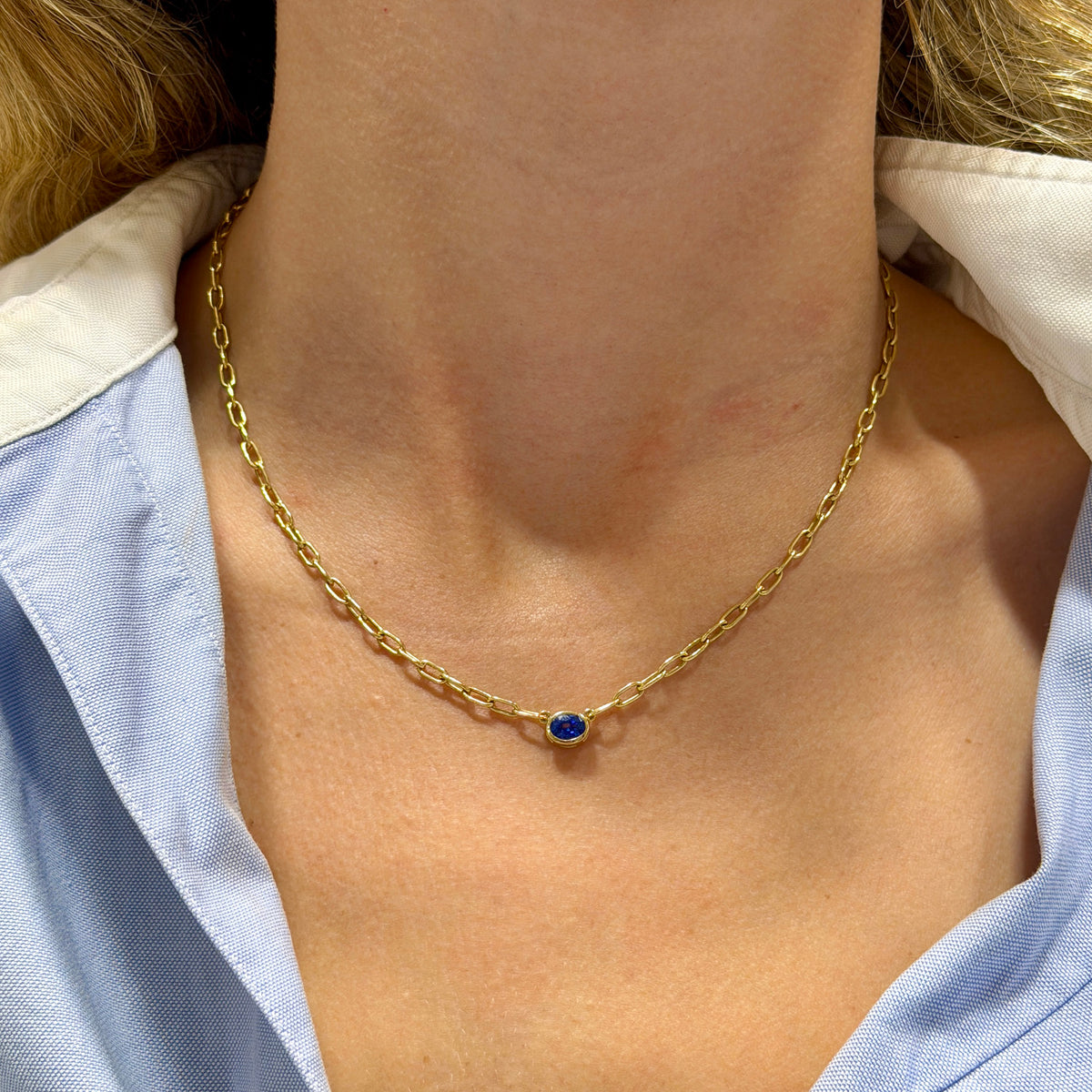 Single Stone Sapphire Leah Necklace